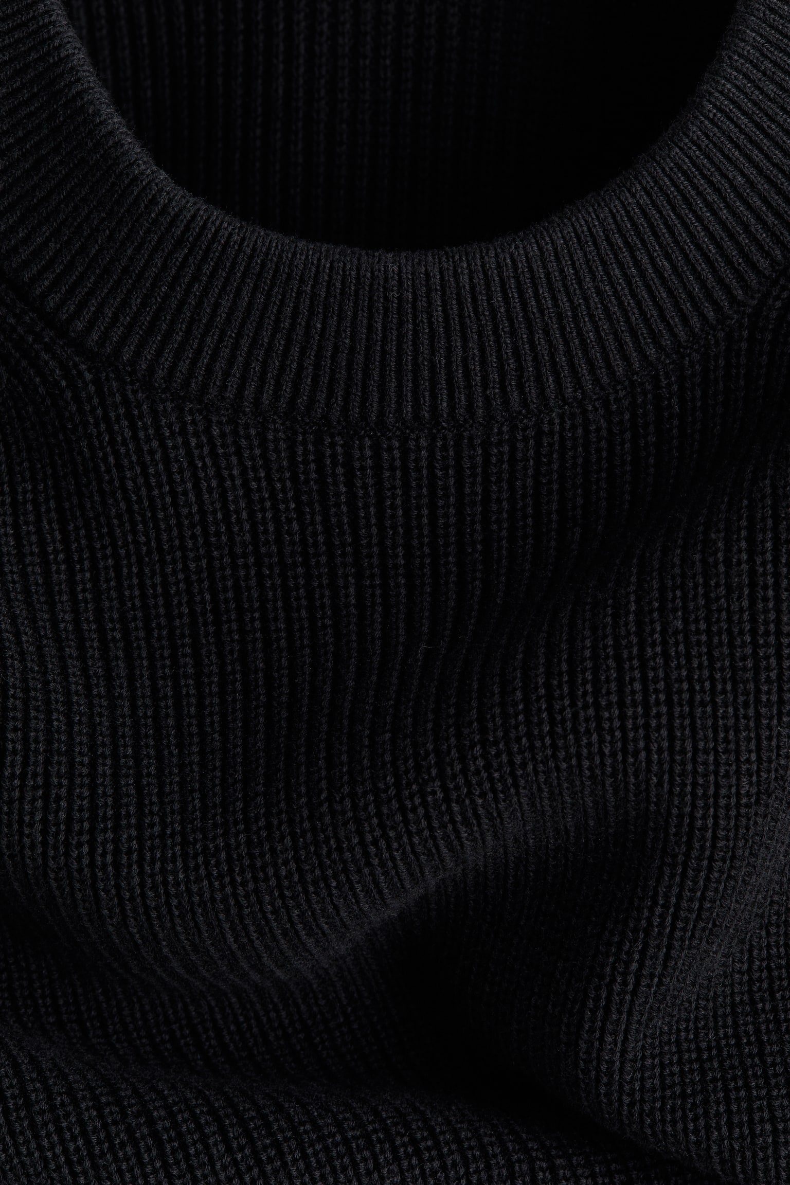 Мужской свитер H&M Regular-Fit Rib-Knit Cotton, цвет: Чёрный — фото 7