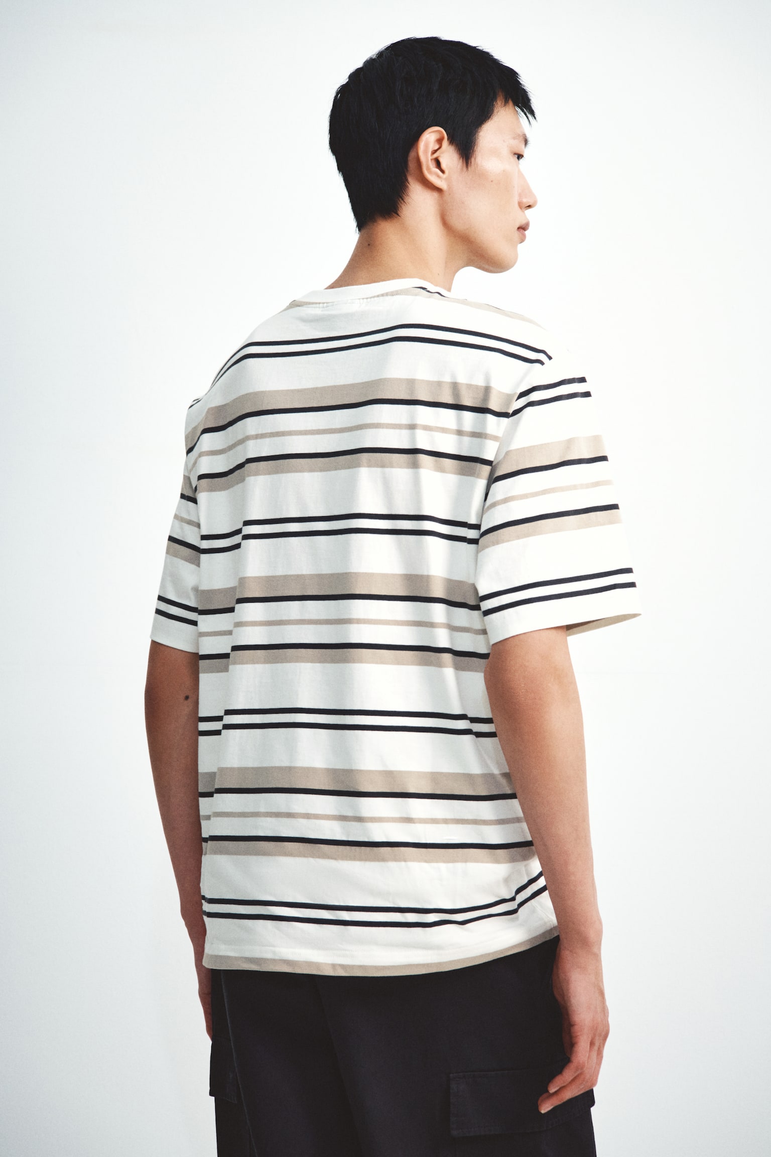Cotton T-shirt - White/Striped/Orange/Striped/Black/Striped - 5