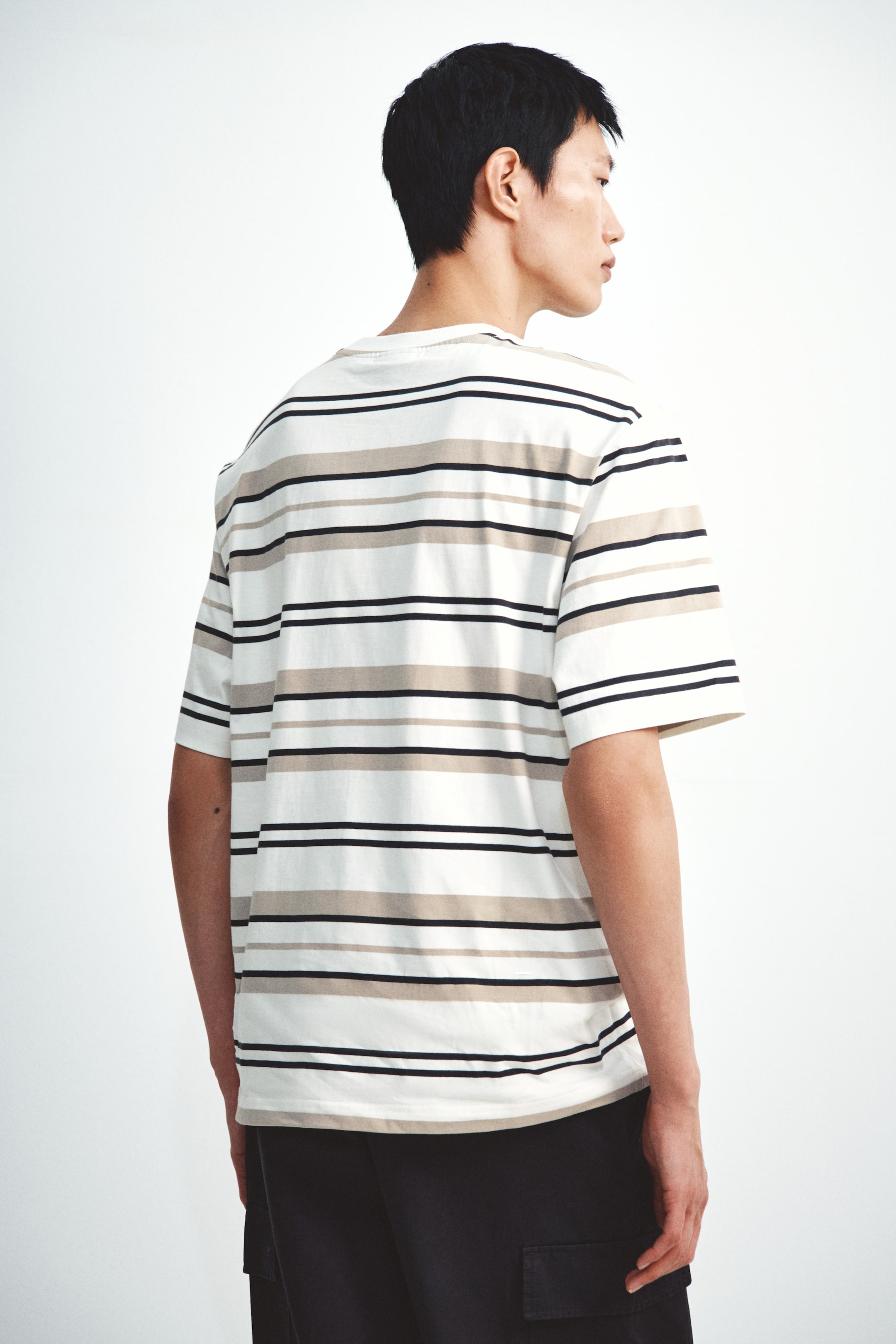 View larger image: Cotton T-shirt - White/Striped - Men | H&M MY 3