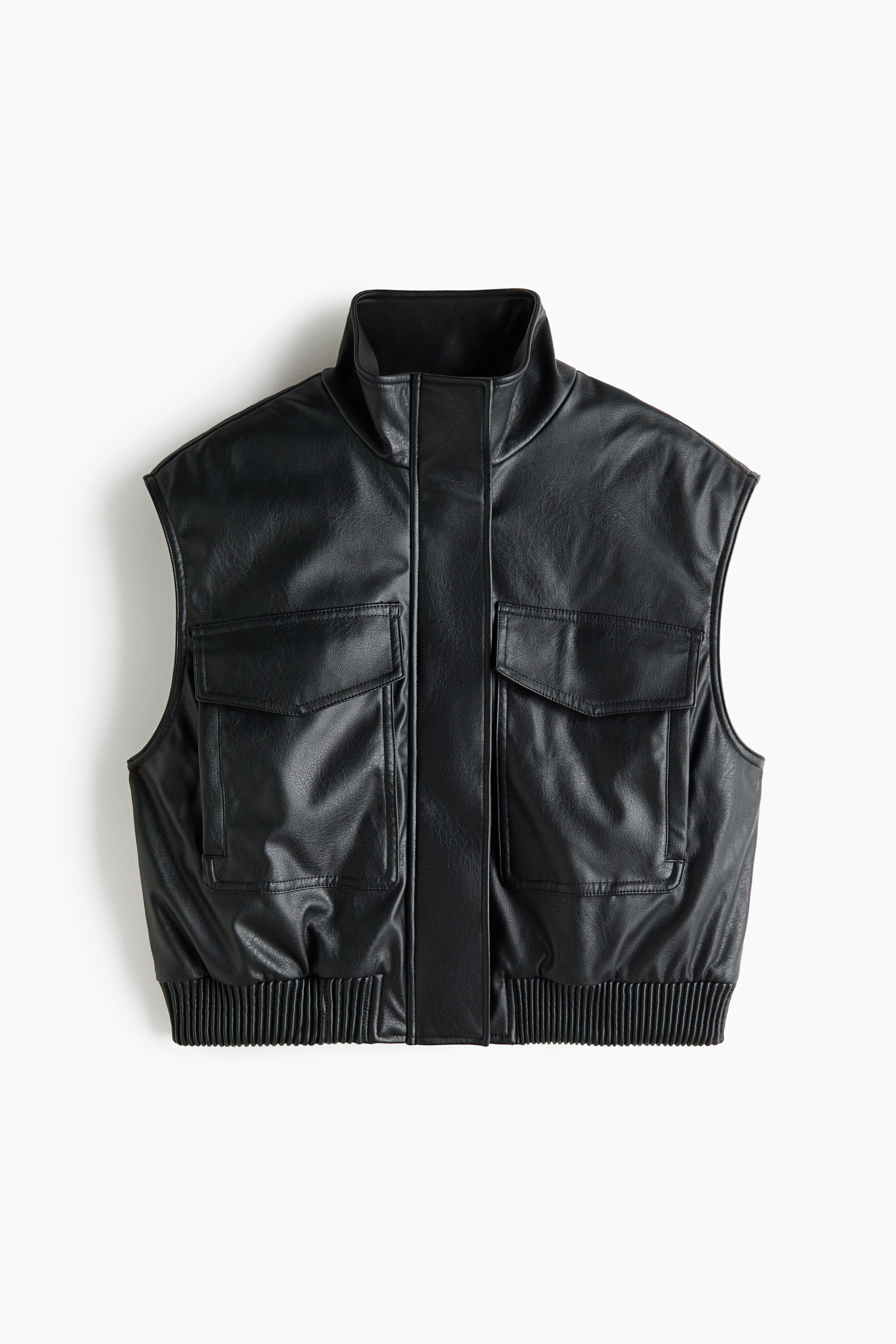 Veste sans manches ample en tissu enduit