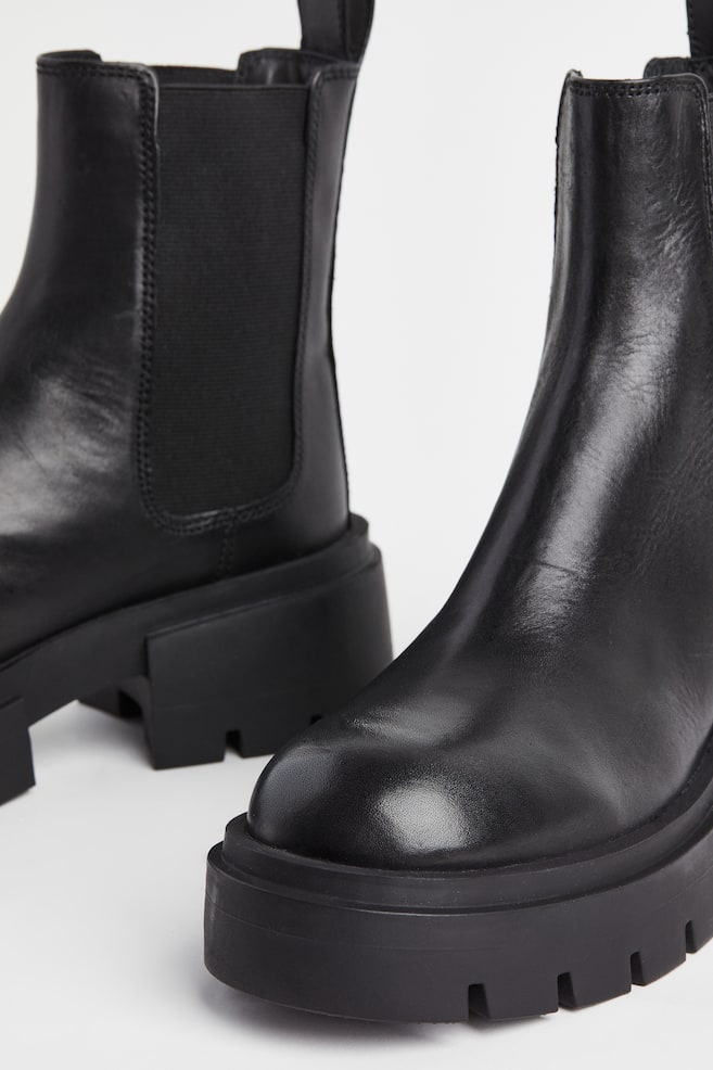 Leather Chelsea boots - Black/Dark beige - 3