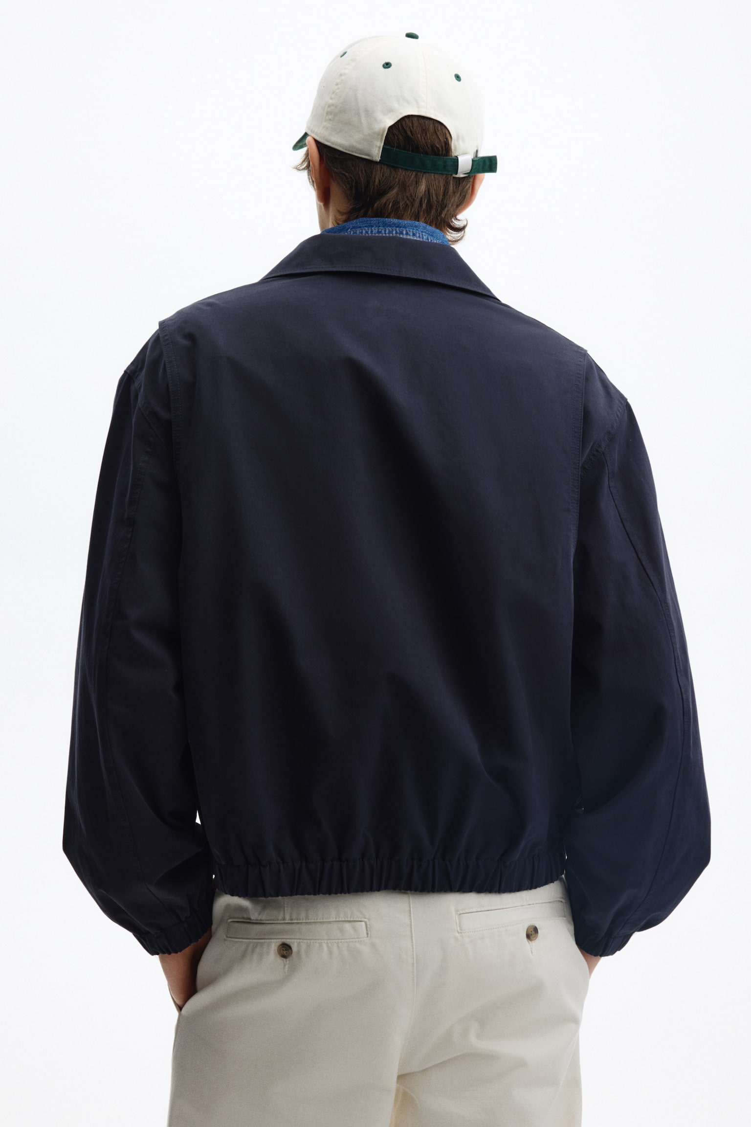 Collared cotton jacket - Navy blue/Black/Beige - 3