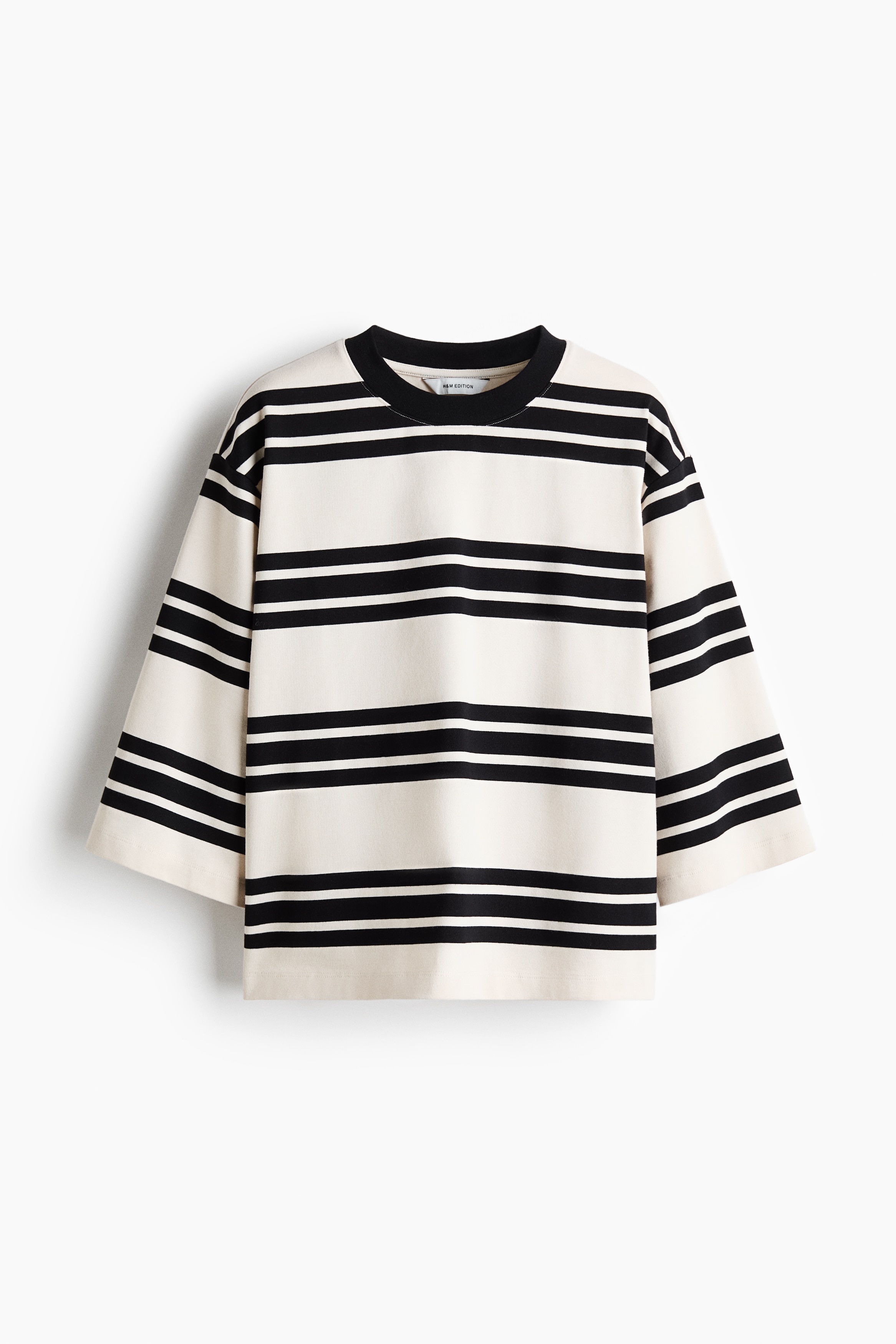 Loose-fit cotton top - White/Black striped