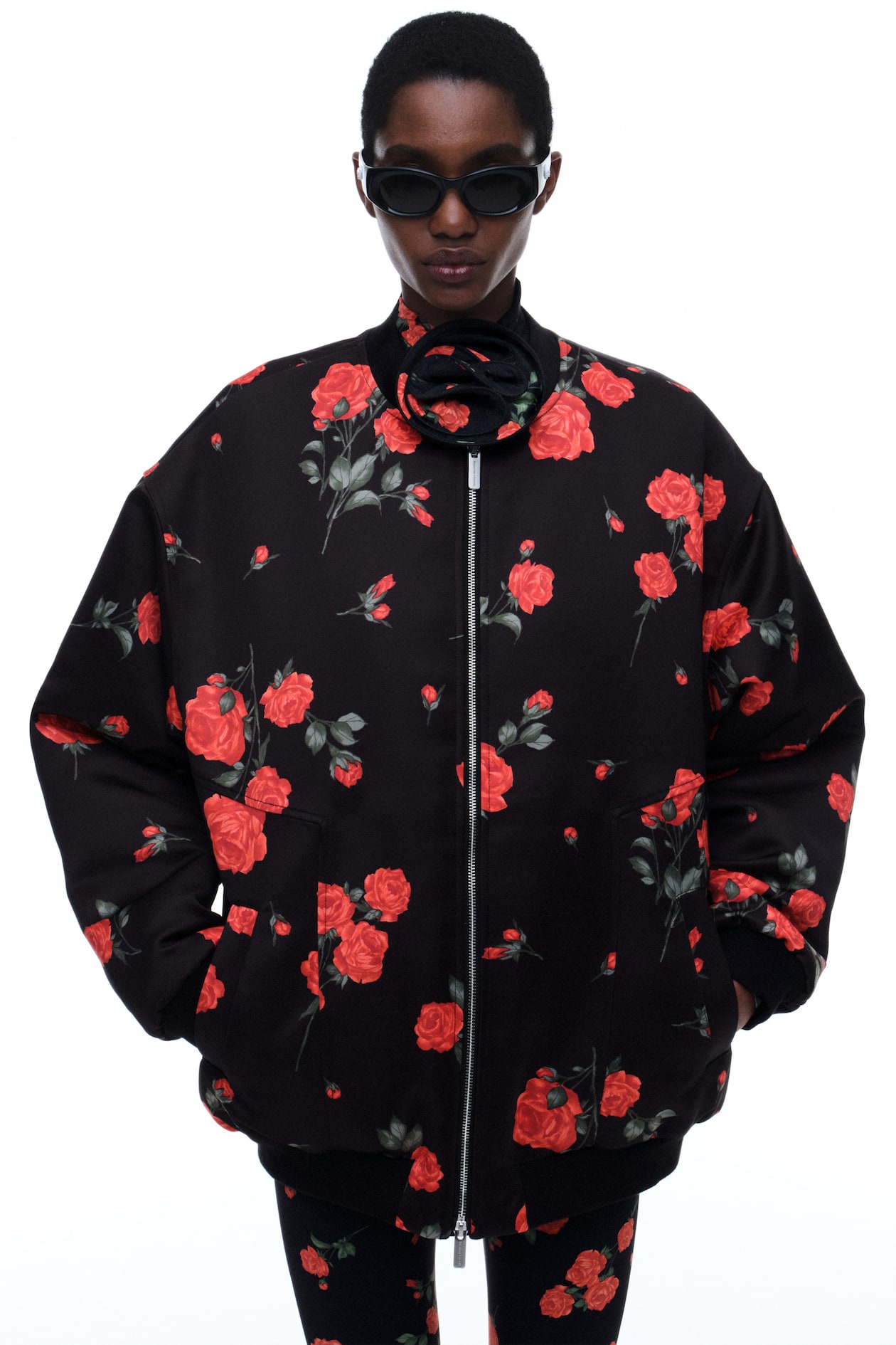 Bomber Jacket Black Rose Jacket K-pop Outfit Blackpink Rose Bomber