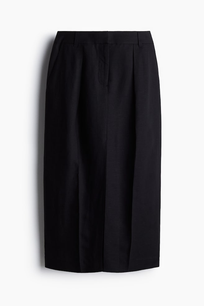 Falda de tubo en mezcla de lino - Negro - 1