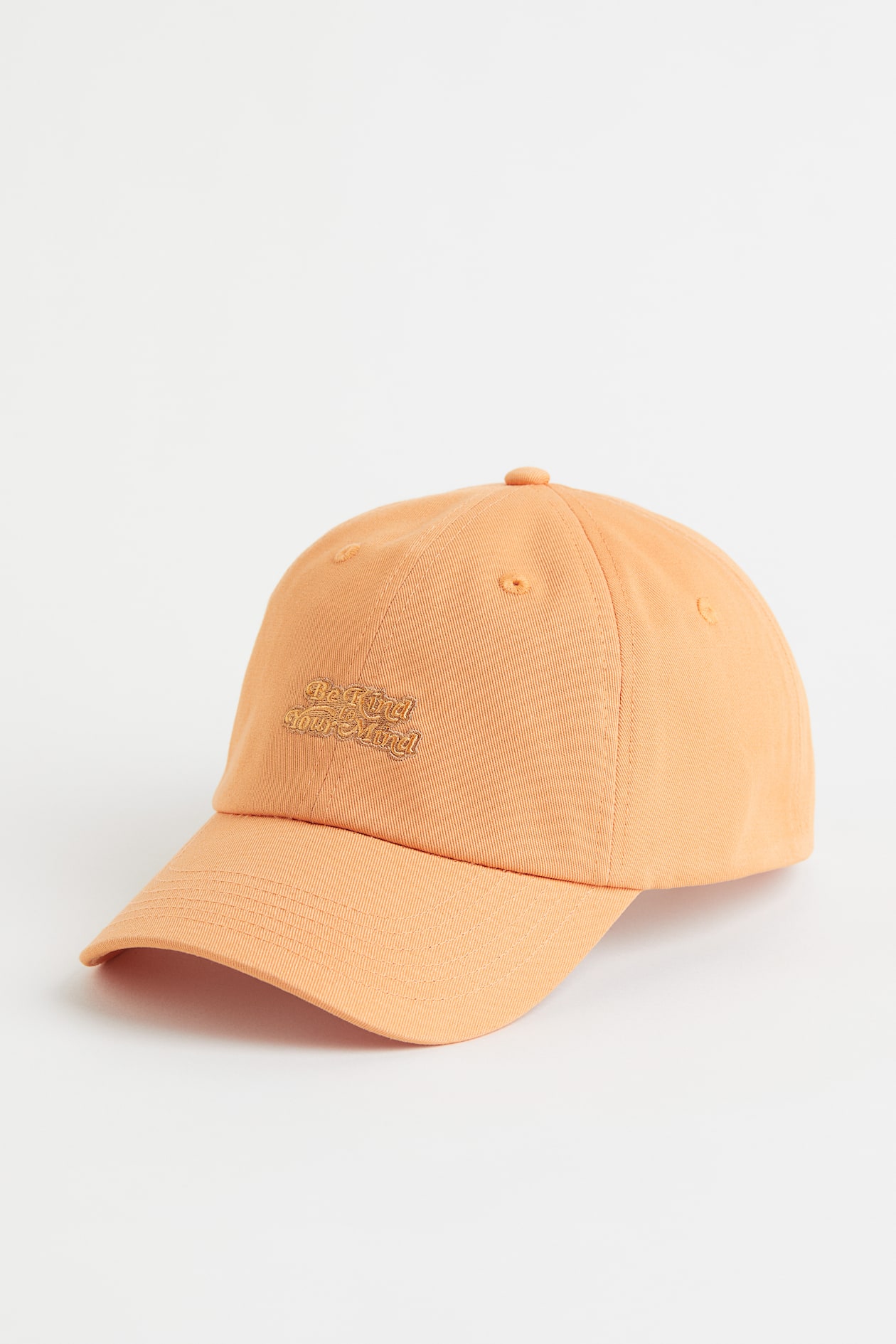 Cotton Cap with Embroidery - Pale orange/Be Kind - Men | H&M US