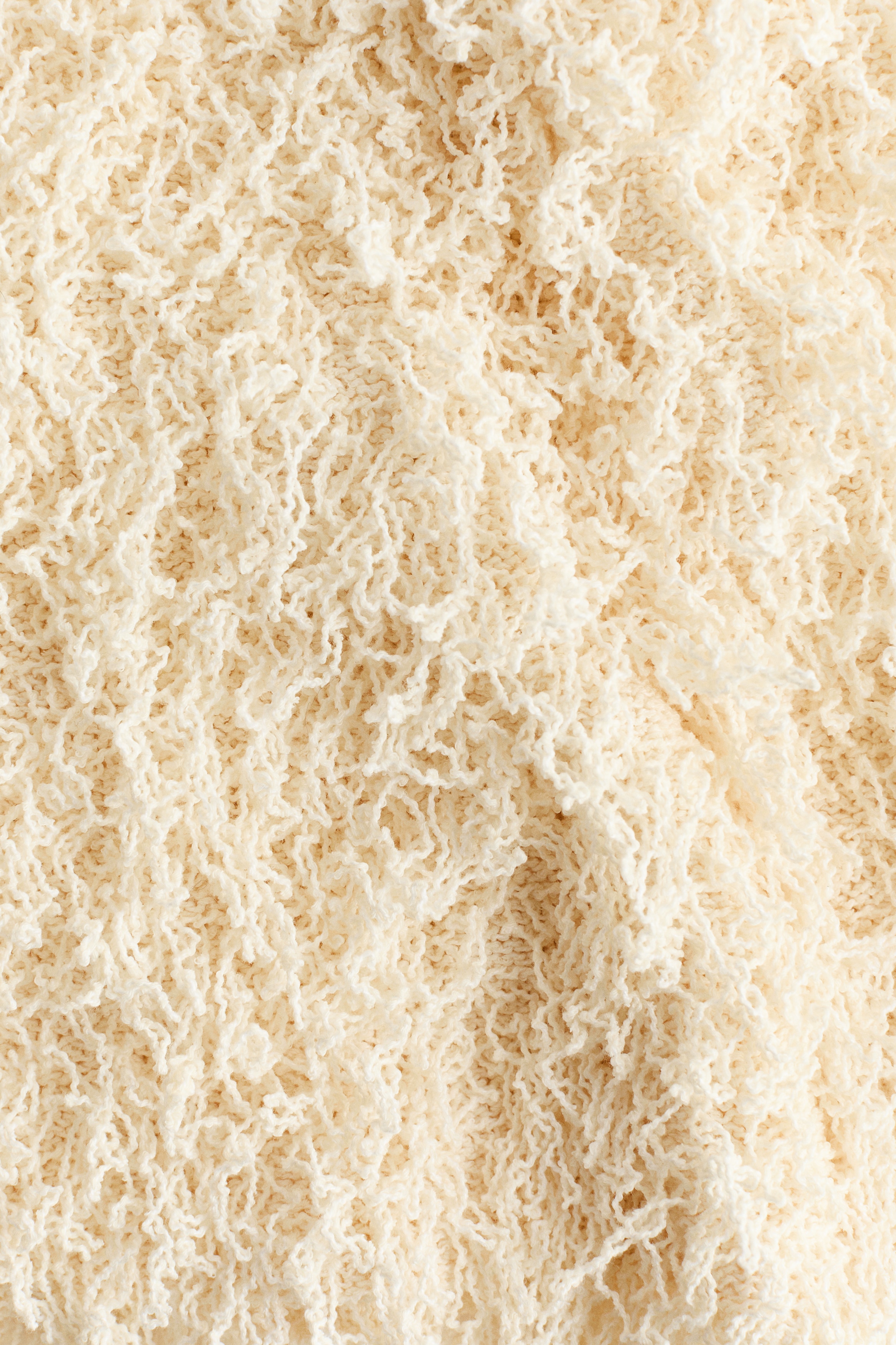 Fringe-Trimmed Knit Dress - Light yellow