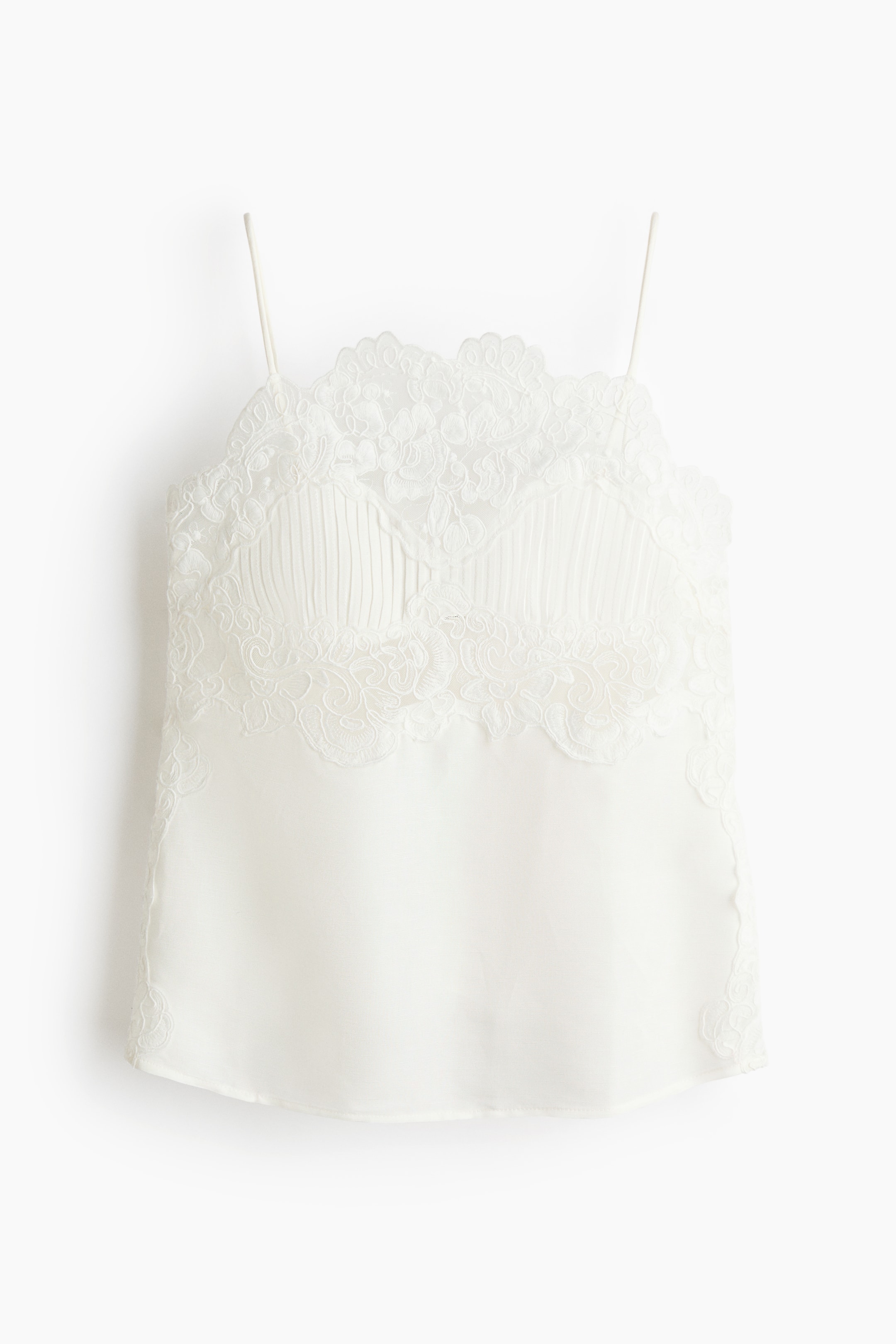 Linen-Blend Lace-Detail Top