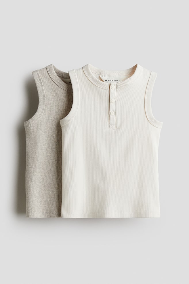 Lot de 2 débardeurs en coton côtelé - Beige - 1
