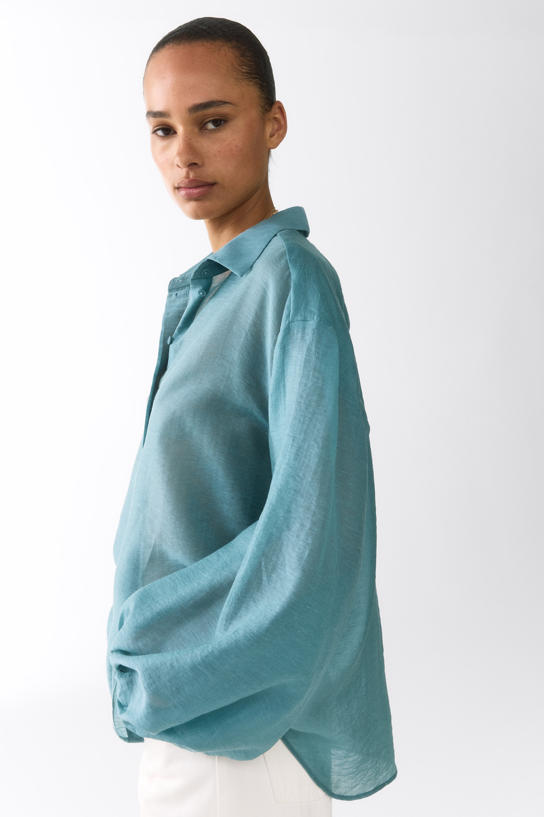 Linen-Blend Blouse