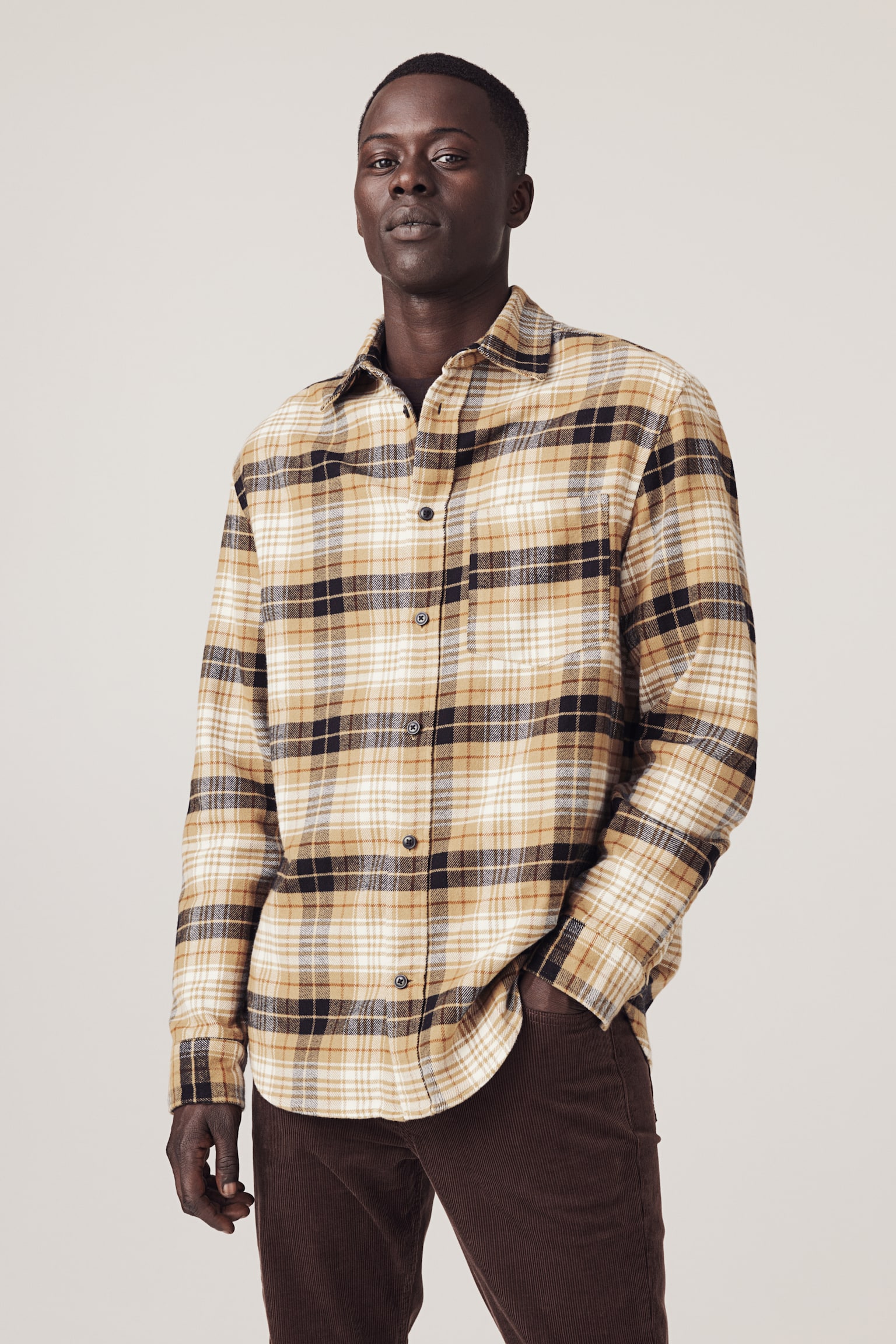 Regular Fit Flannel shirt - Beige/Checked/Red/Black checked/Dark blue/Checked - 7