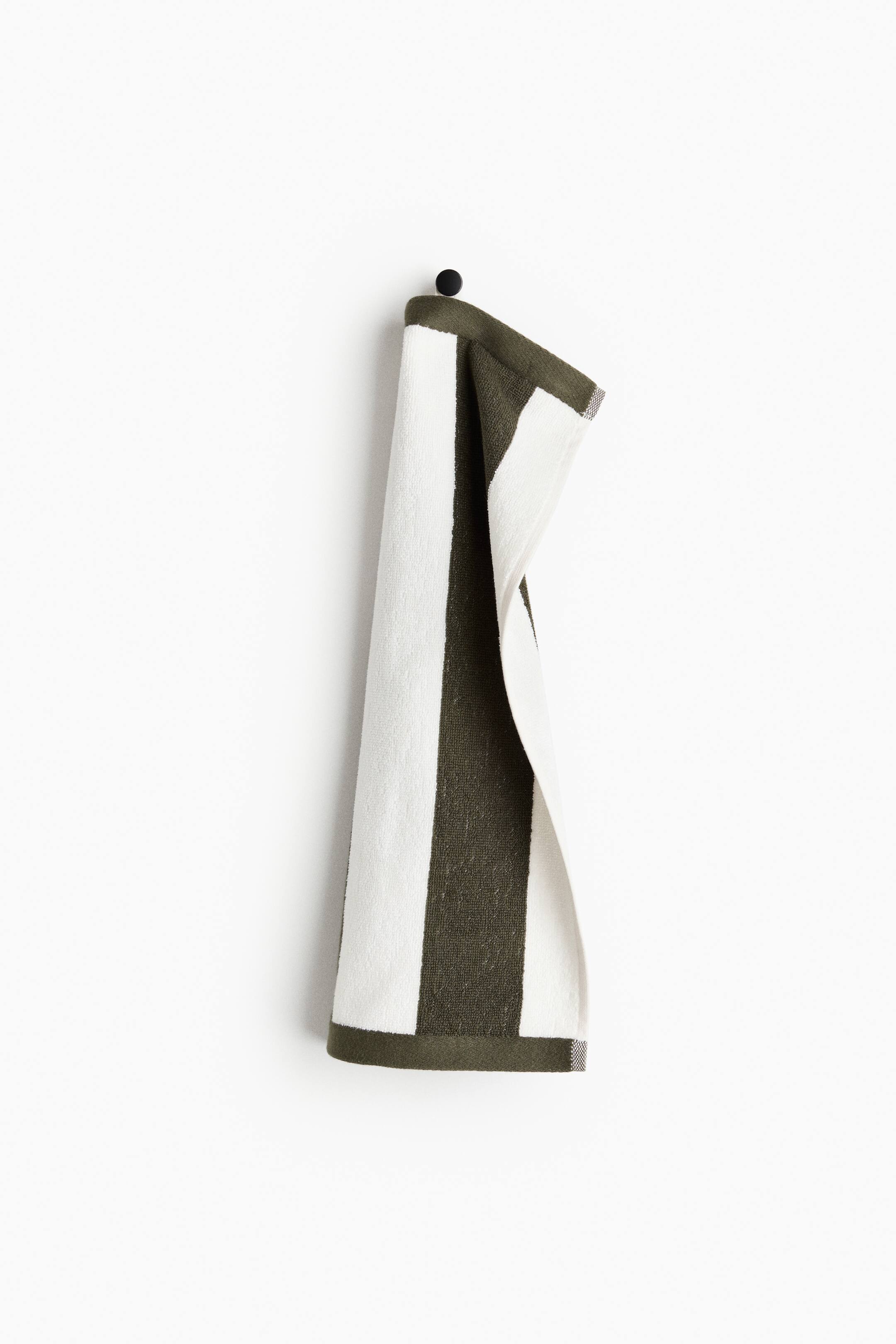 View larger image: Striped cotton terry guest towel - Dark khaki green/Striped - Home All | H&M IN 1