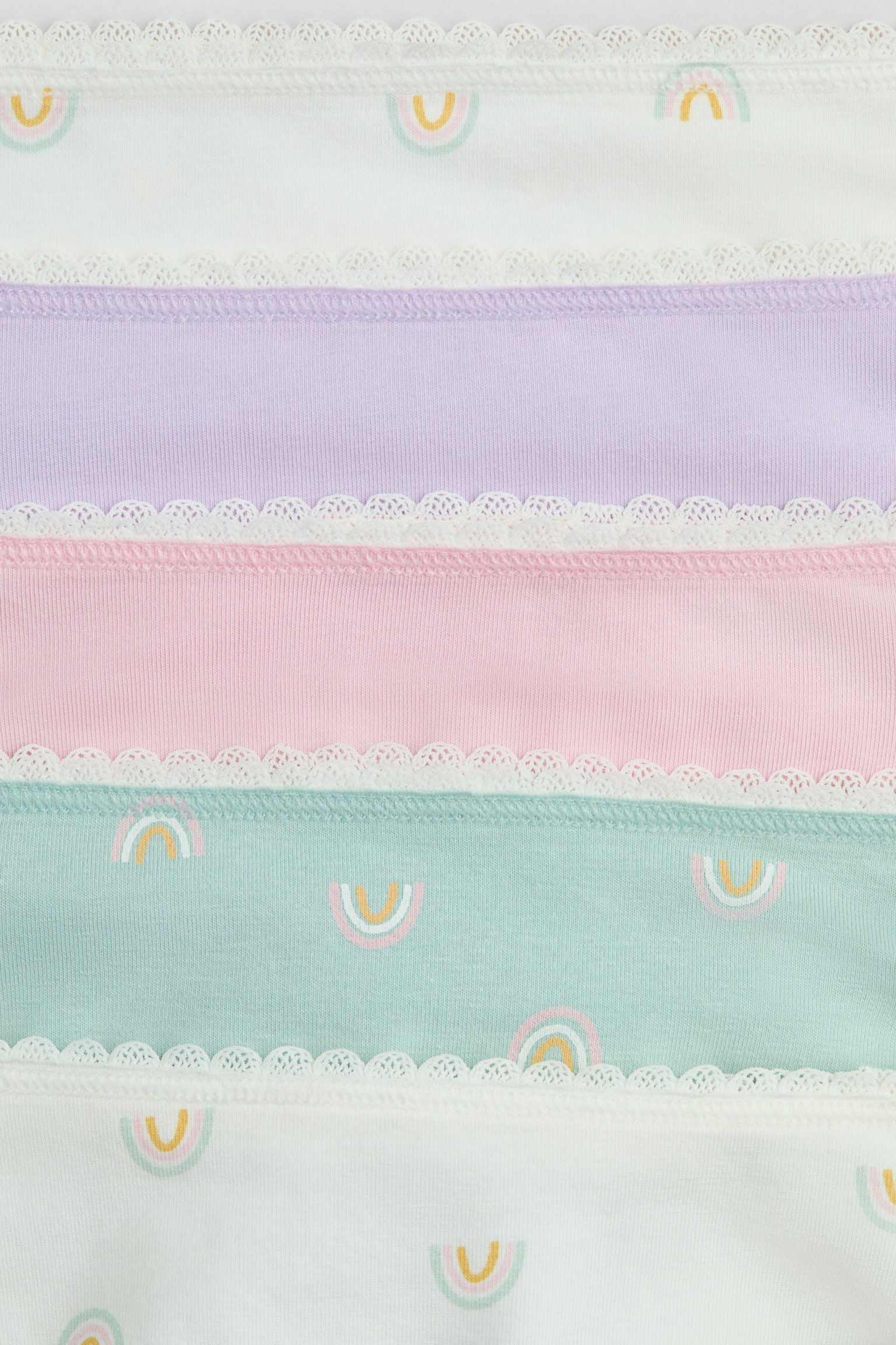 Набір із 5 пар бавовняних трусів-хіпстерів - Кремовий/веселки/Білий/Приглушений рожевий/горошок/Світло-рожевий/квітчастий - 3