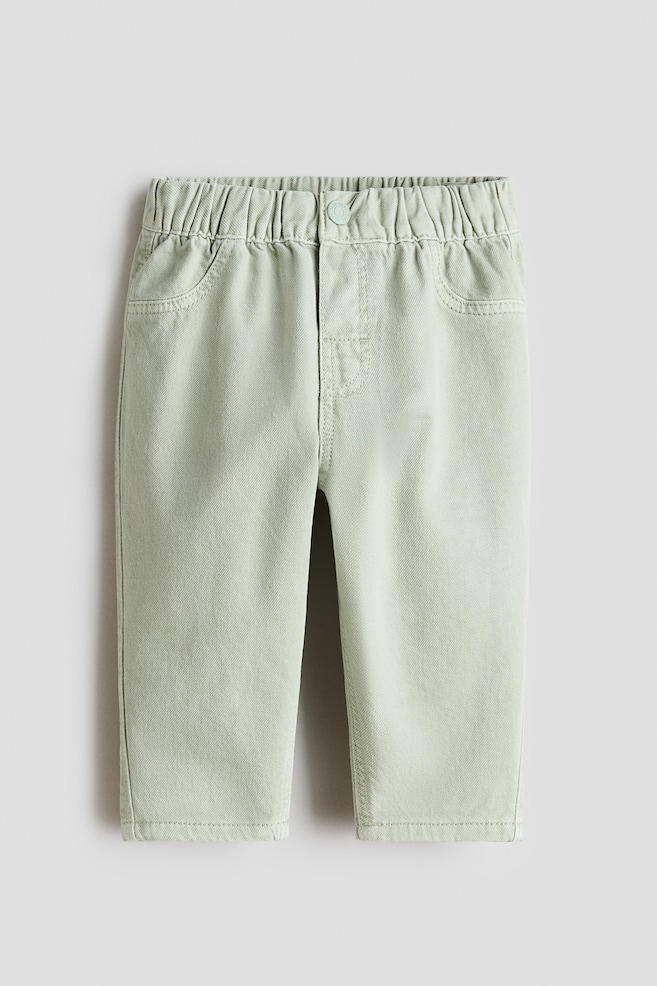 Pantalon en coton - Vert clair/Rose clair - 1