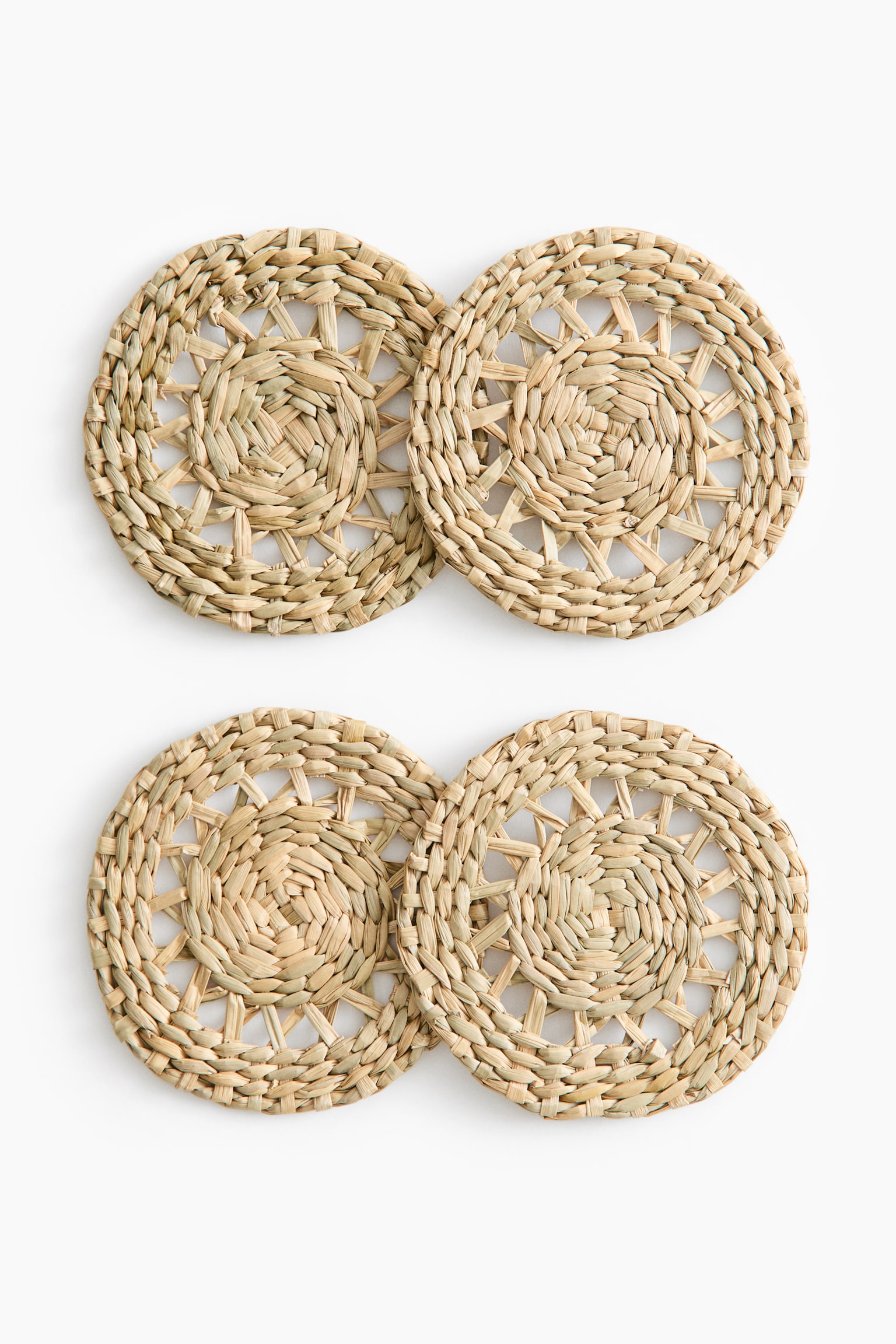 4-Pack Straw Coasters - Beige - 1