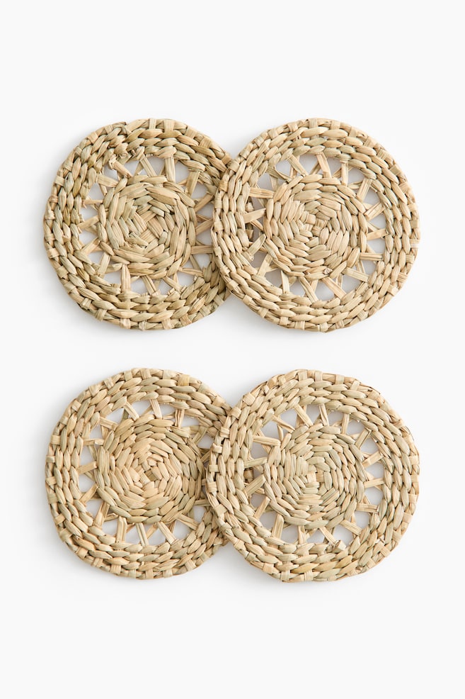 4-Pack Straw Coasters - Beige - 1