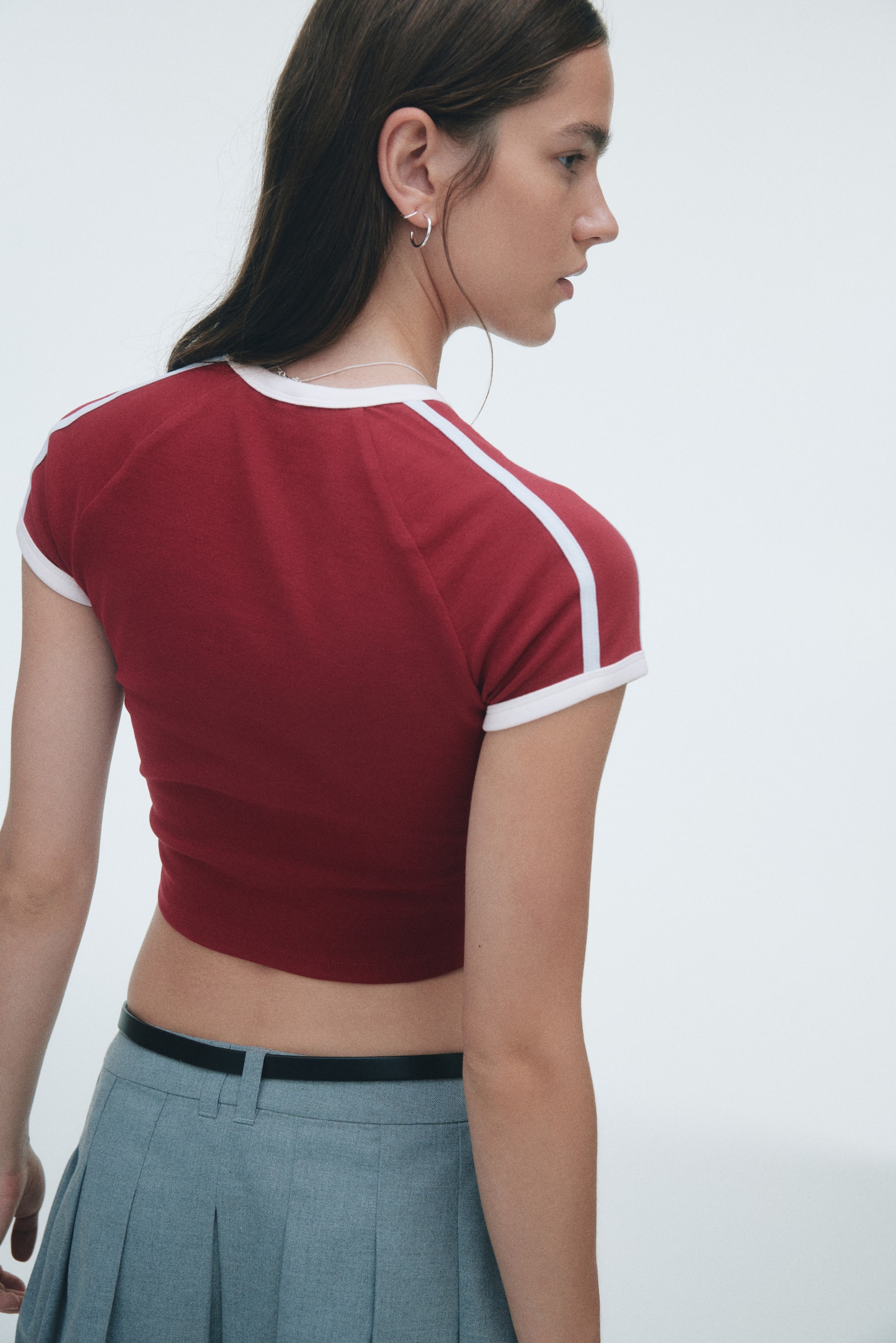 短版T恤 - 深紅色/Paris - 4