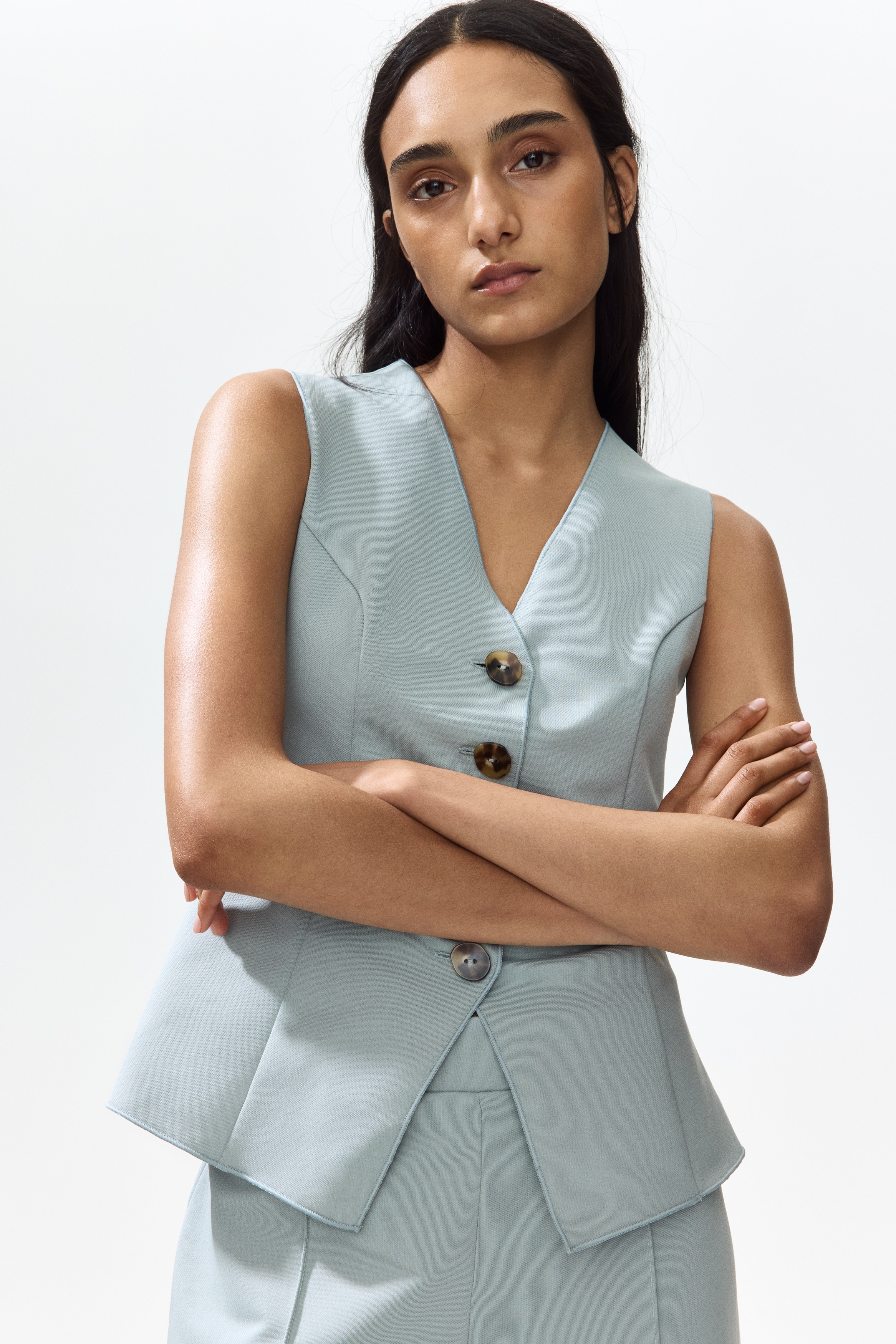 Jersey waistcoat - Light dusty turquoise