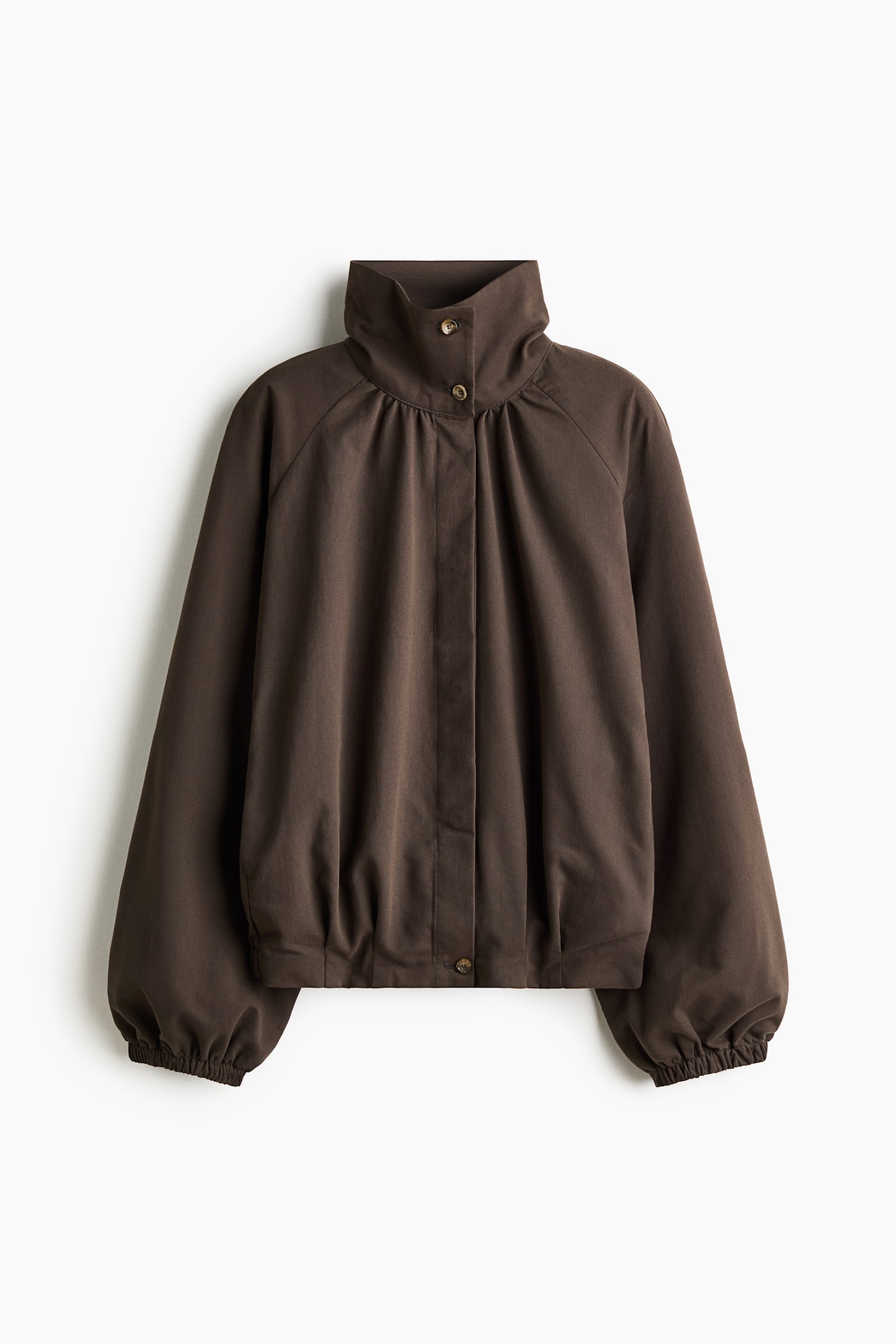 Veste à manches ballon avec col entonnoir - Taupe foncé - 1