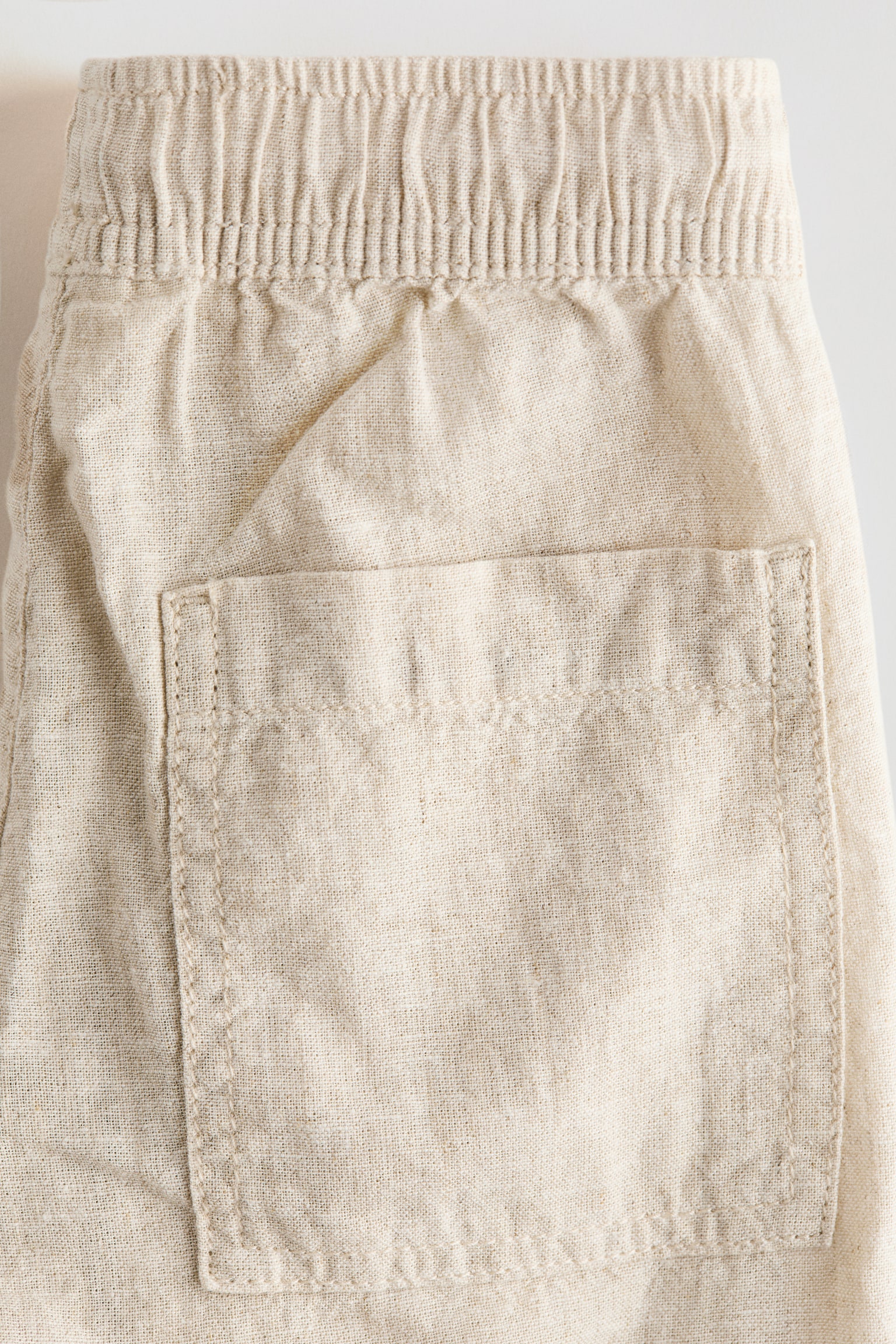 Linen-blend trousers - Light beige/Brown - 2