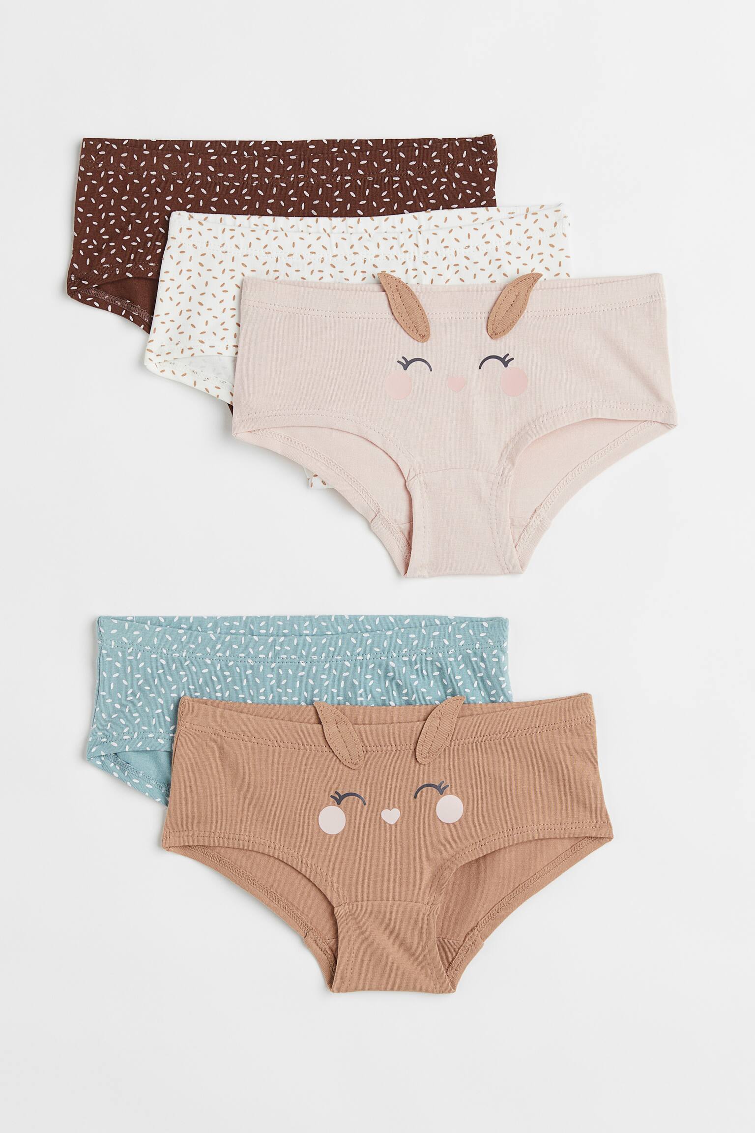 5-pack Hipster Briefs - Beige/Rabbits/Pink/Light pink/Bunnies - 1