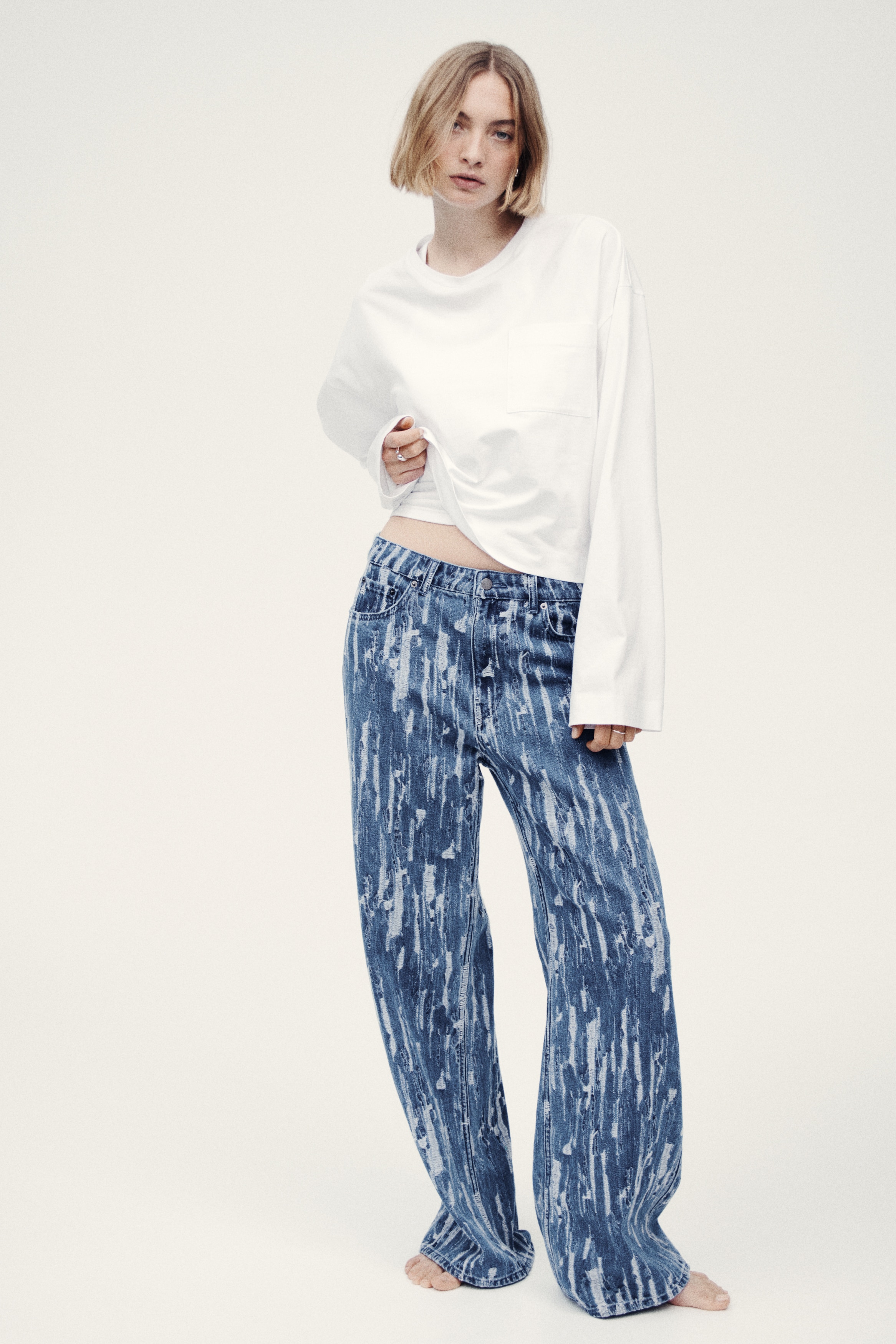 Straight Low Waist Jeans - Teksas plava