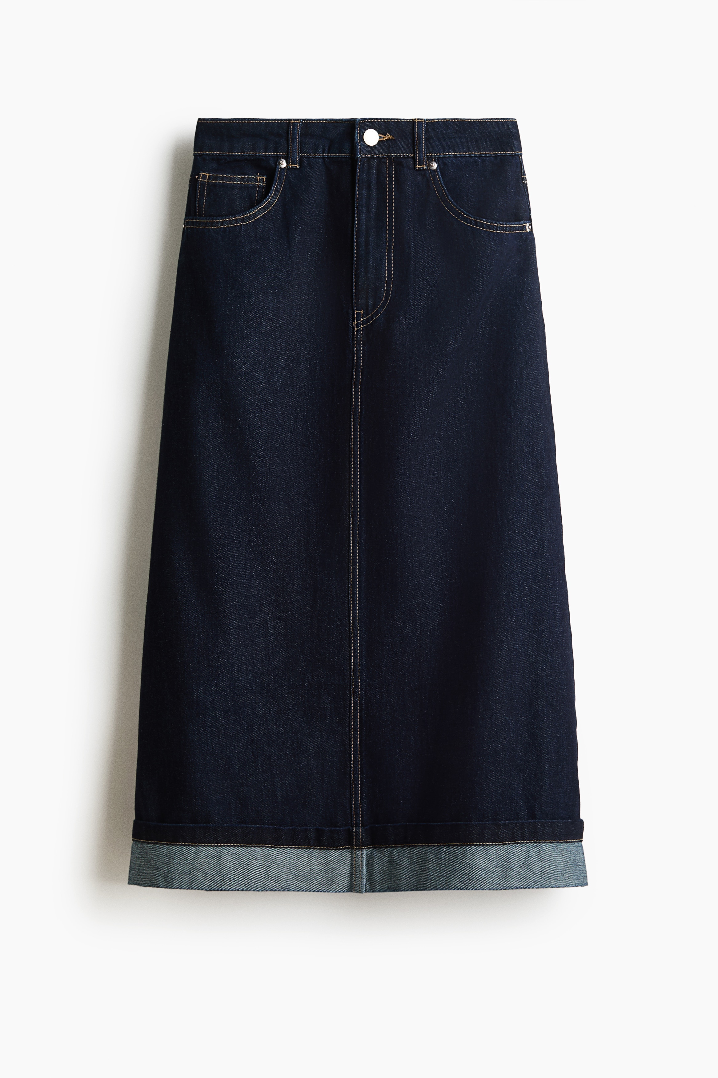 Denim Midi Skirt - Dark denim blue