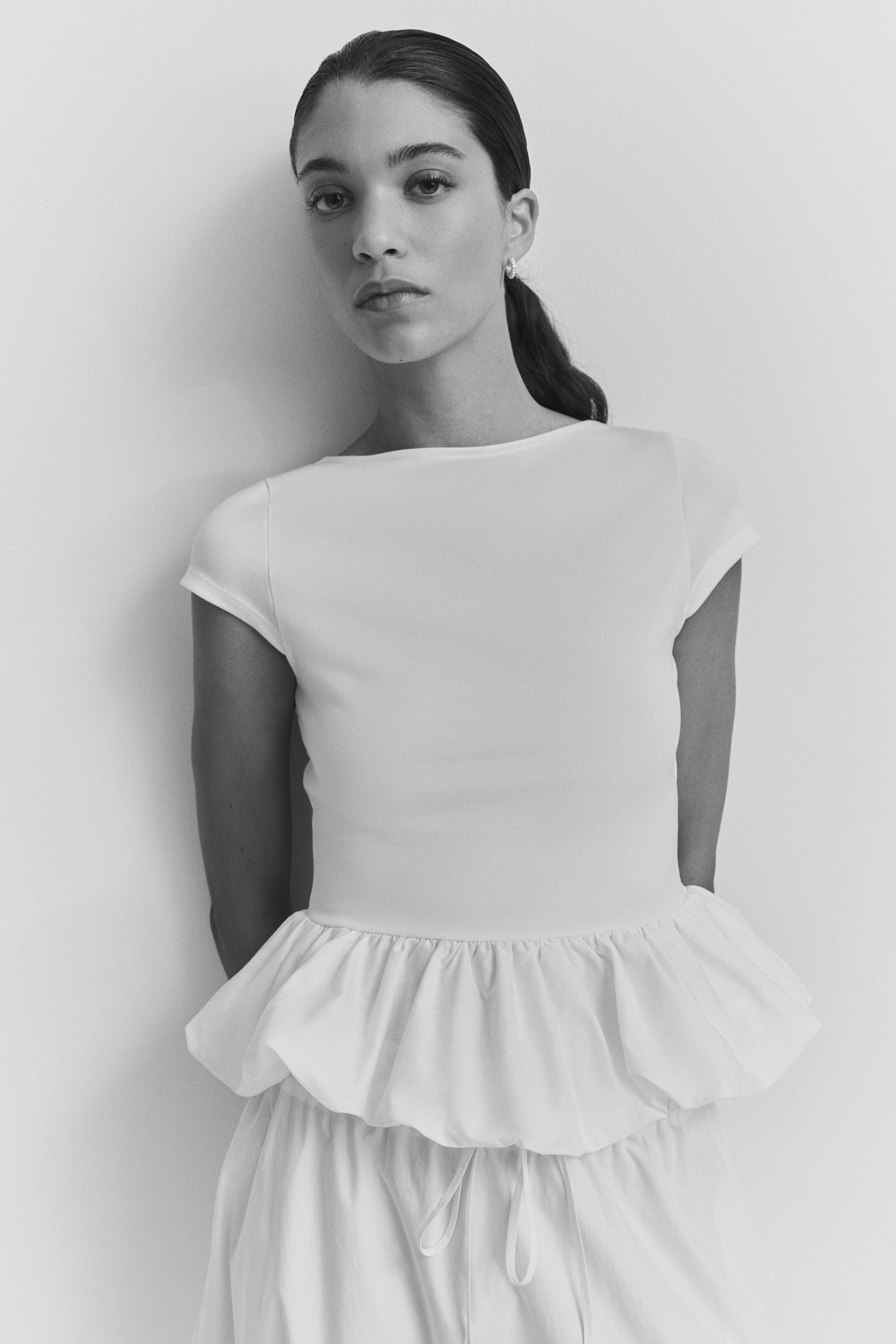 Xem ảnh lớn hơn: Ponte di Roma bubble-hem top - Màu trắng - Ladies | H&M VN 1