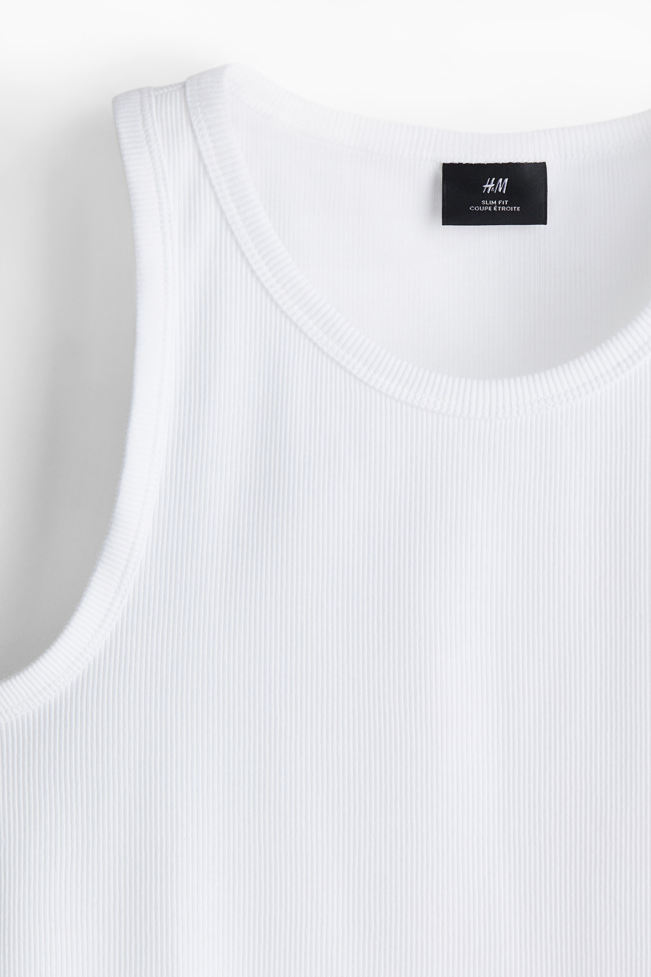 Slim Fit Ribbed vest top - White - Men | H&M GB 6