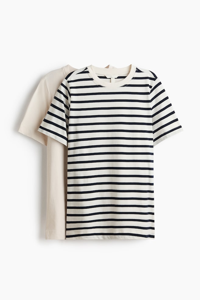 MAMA 2-Pack Before & After Nursing Tops - White/striped/Dark dusty pink/cream/Black/white/Khaki green/cream/Burgundy/light beige - 1