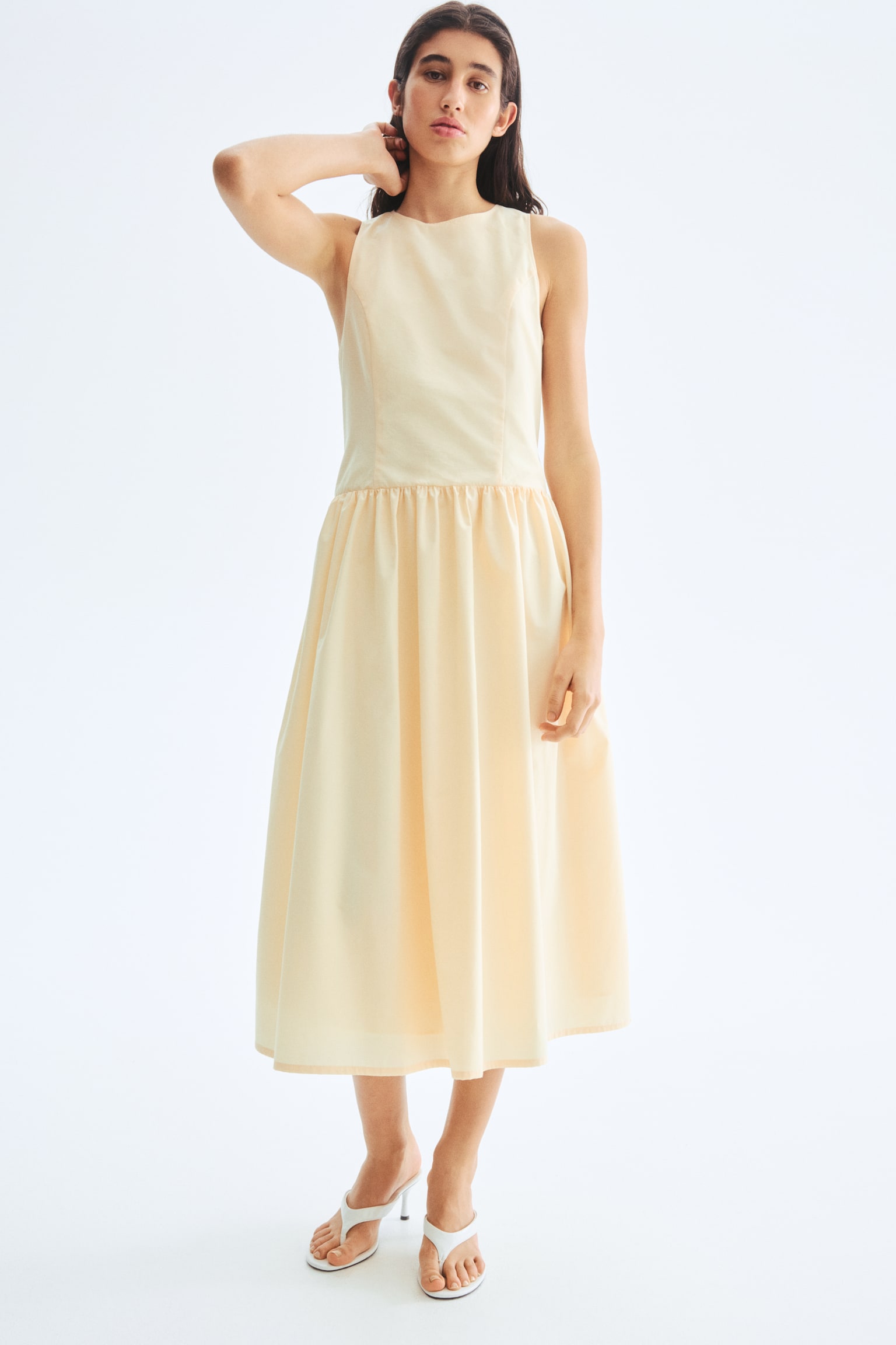 Sleeveless Dress - Light yellow/Light blue - 2
