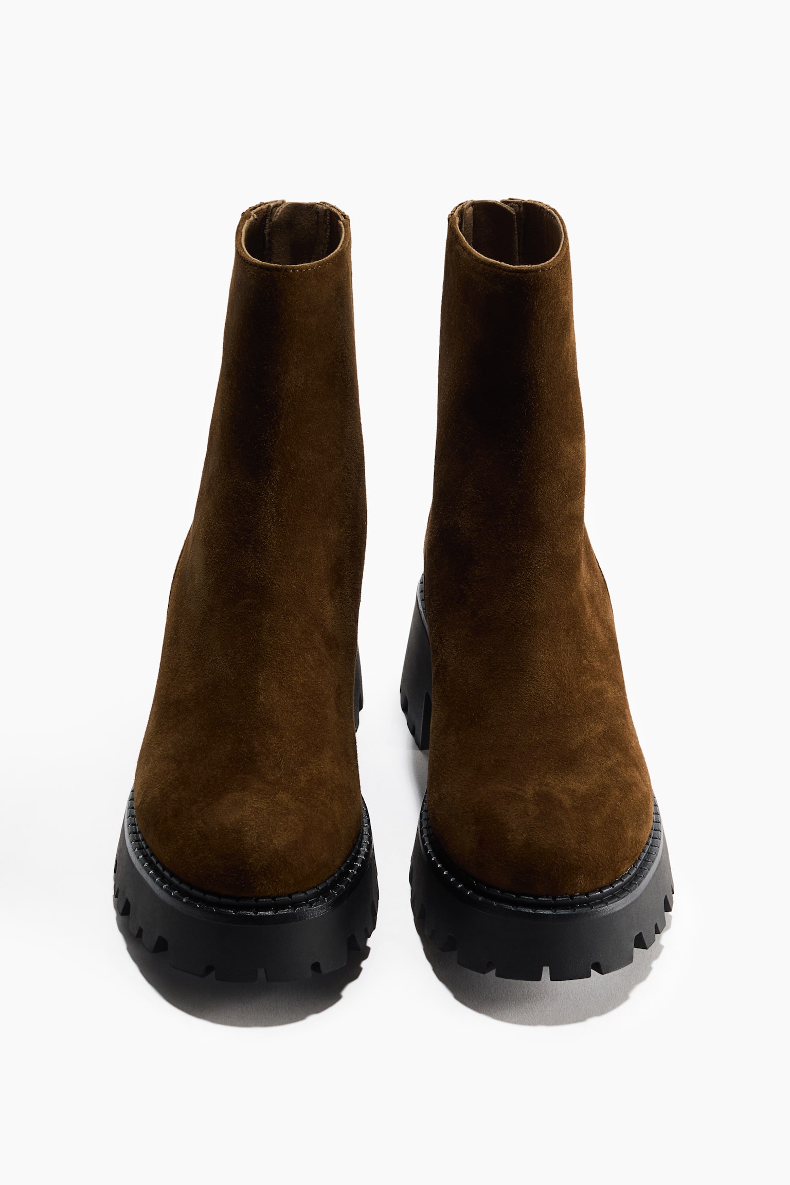 Женские ботинки H&M Chunky Leather Ankle, цвет: Тёмный хаки зелёный — фото 4