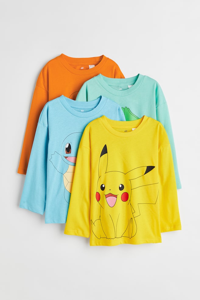 4-pack long-sleeved printed tops - Yellow/Pokémon - 1