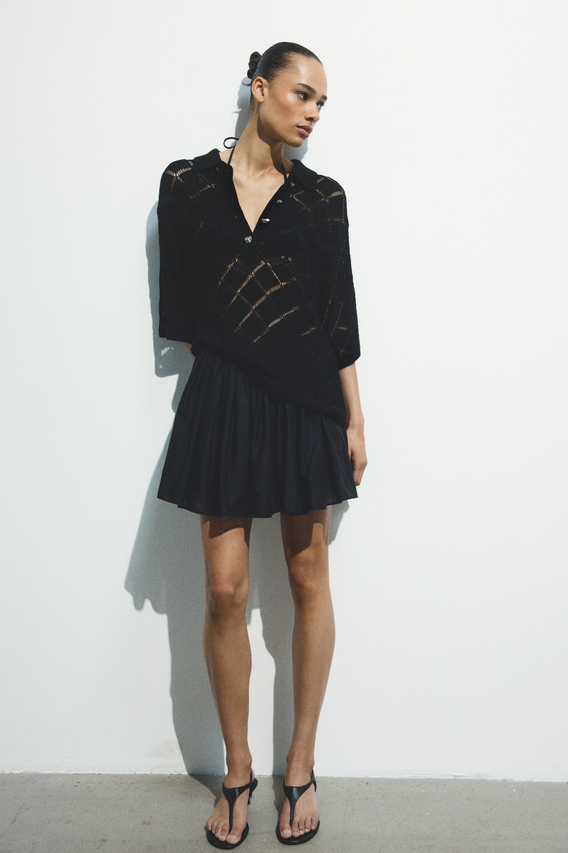 Crochet-Look Polo Shirt