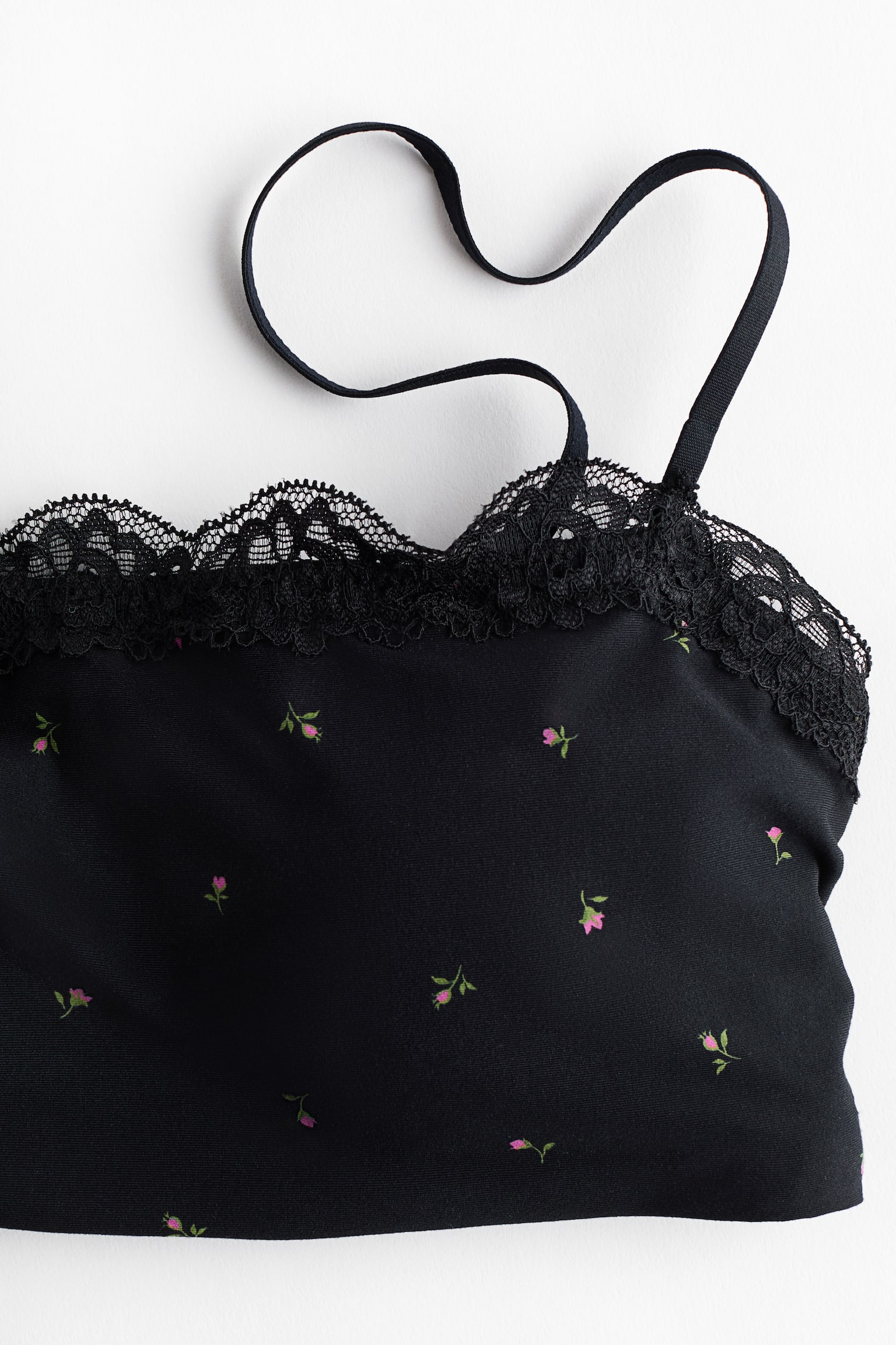 Padded soft microfibre bra - Black/Floral - 2