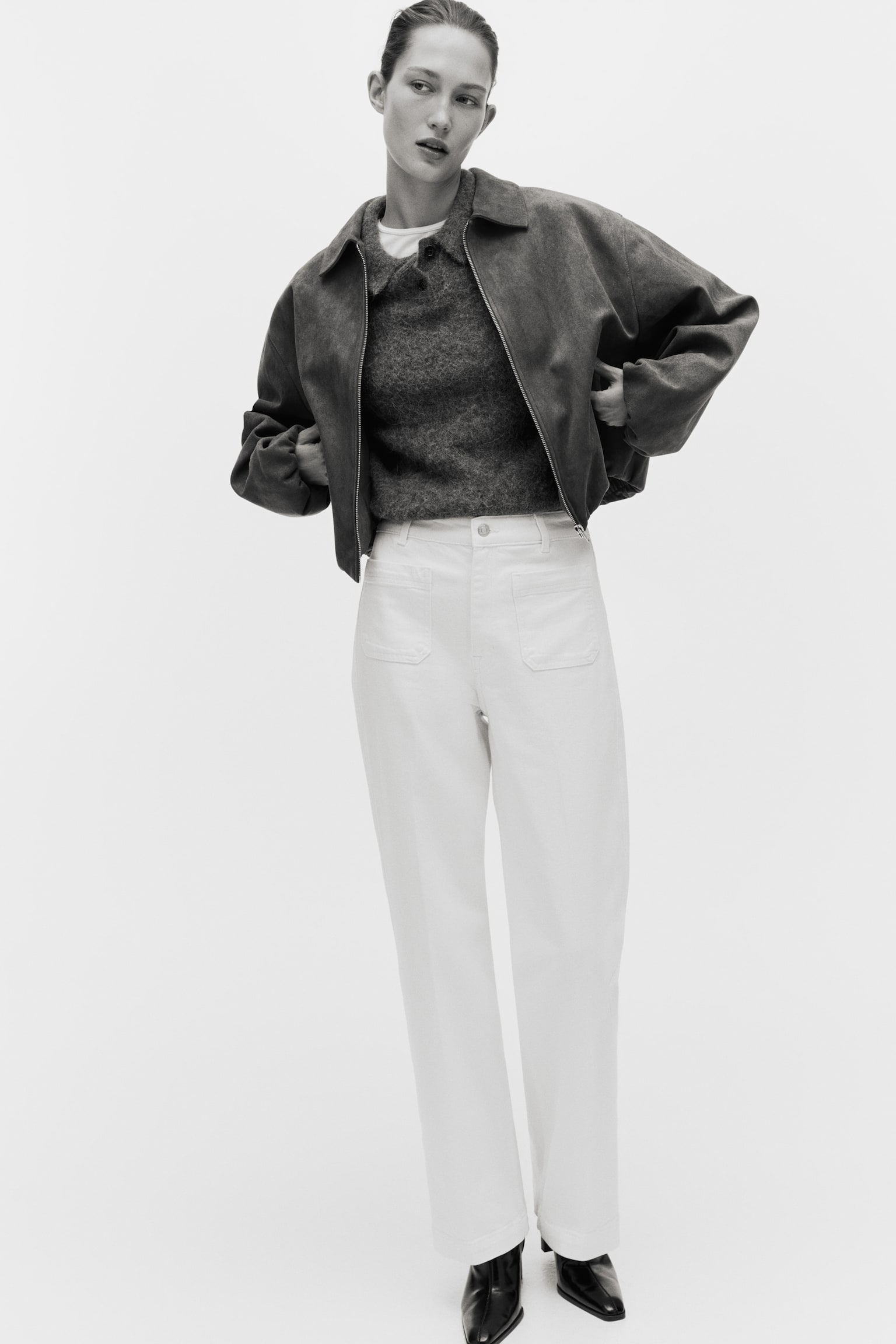 Wide High Jeans - White/Dark brown/Light red/Navy denim blue/Light denim blue/Dark denim blue/Powder pink - 2