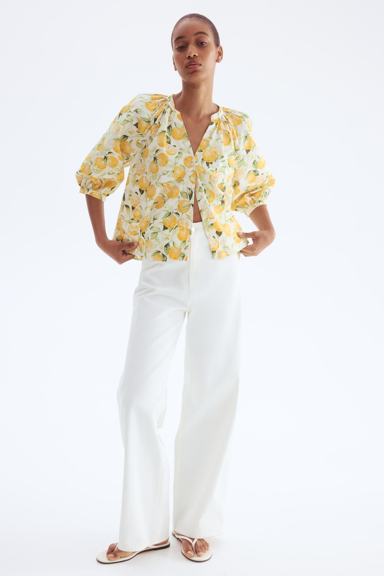 Balloon-Sleeved Poplin Blouse - image 2