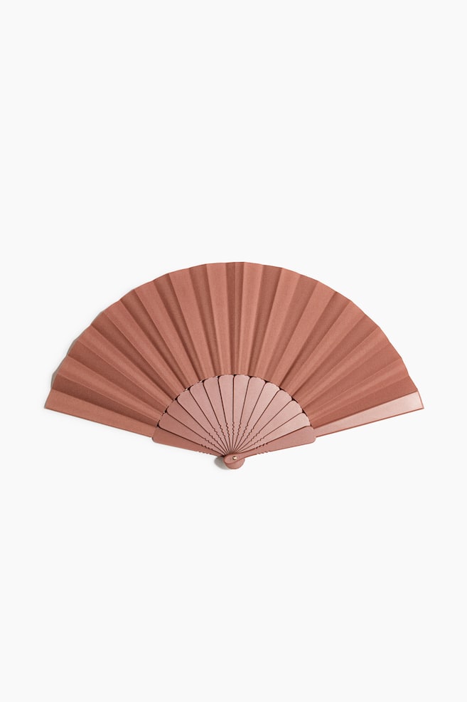 Folding Fan - Dusty brown/Bright red/Cream/striped/Cream/Light pink/Pink - 1