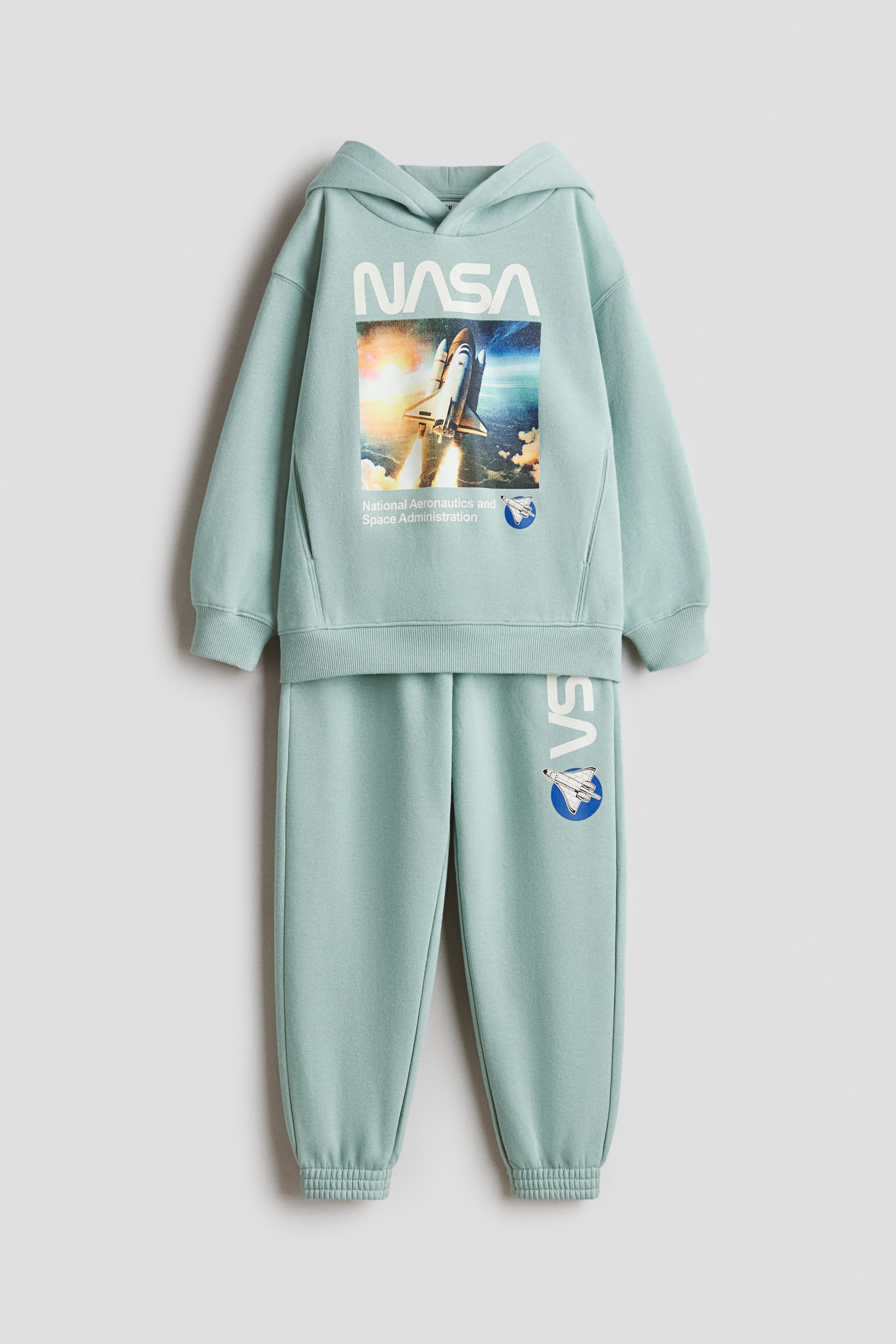View larger image: 2-piece printed sweatshirt set - Light turquoise/NASA - Kids | H&M IN 1