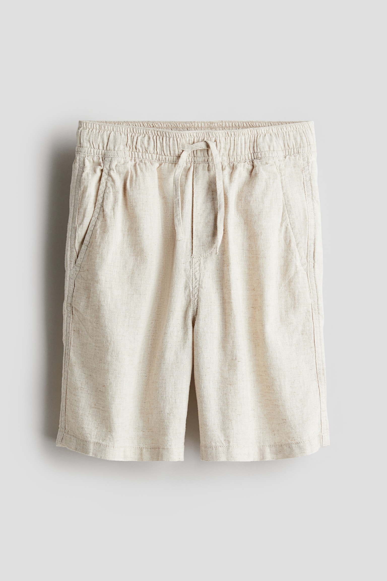 Linen-blend shorts - Ecru/Black - 1