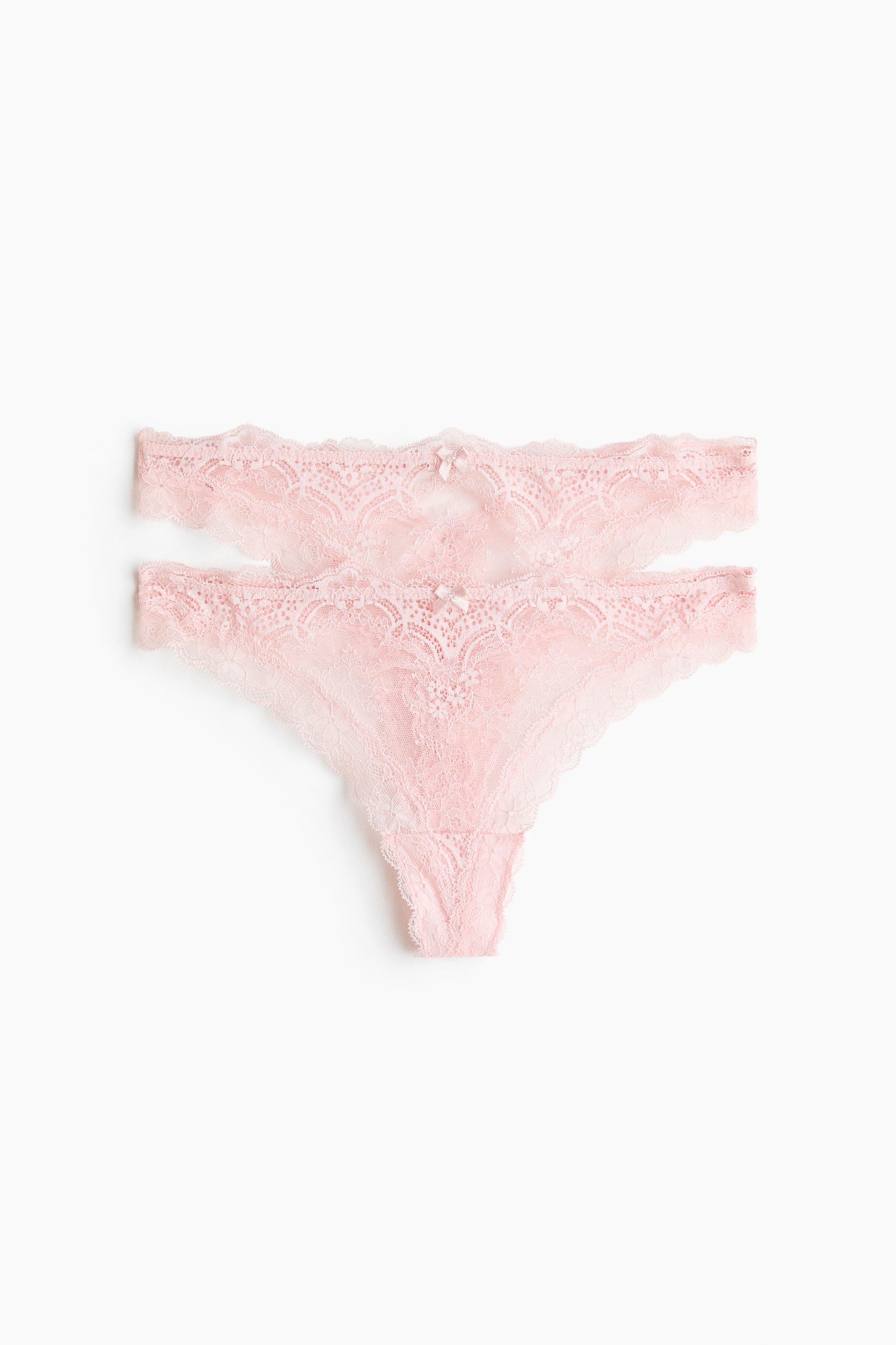 Set van 2 kanten slips - Thong - Lichtroze/Donkerrood/Zwart