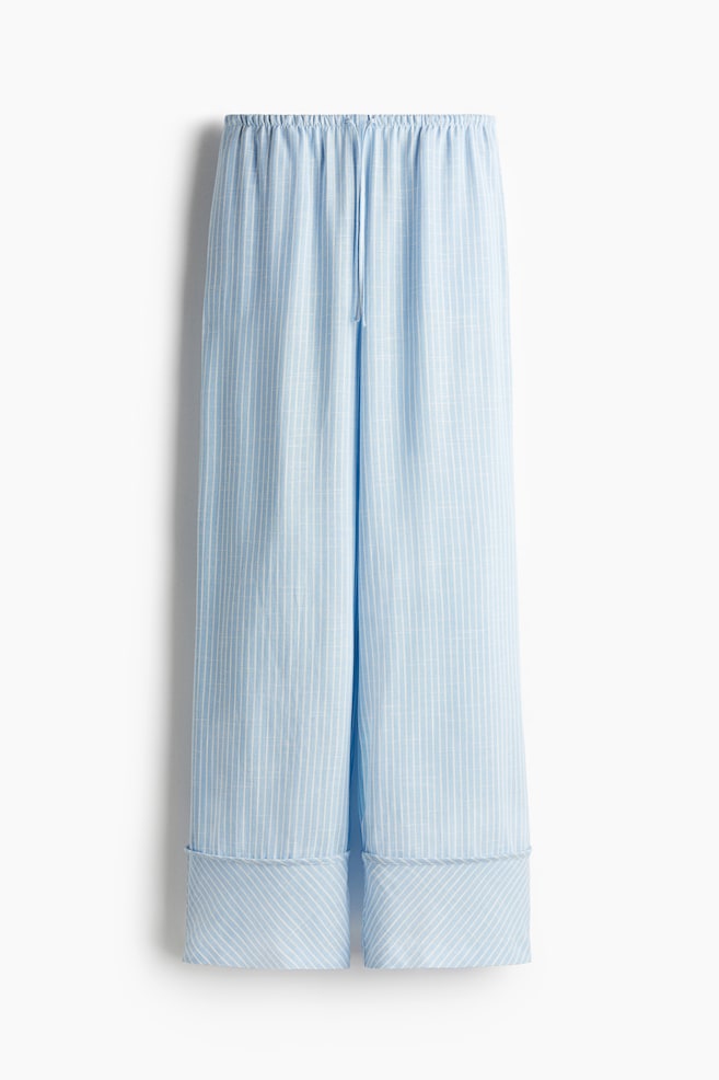 Wide drawstring trousers - Light blue/Striped/Cream/Striped - 1