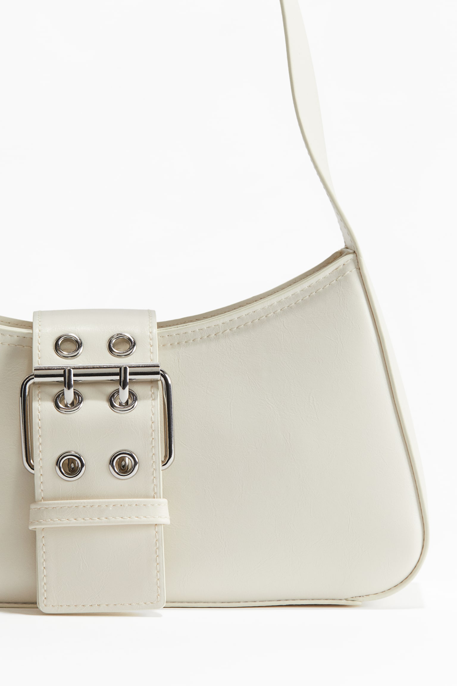 Buckle-detail shoulder bag - Cream/Black/Dark brown - 2