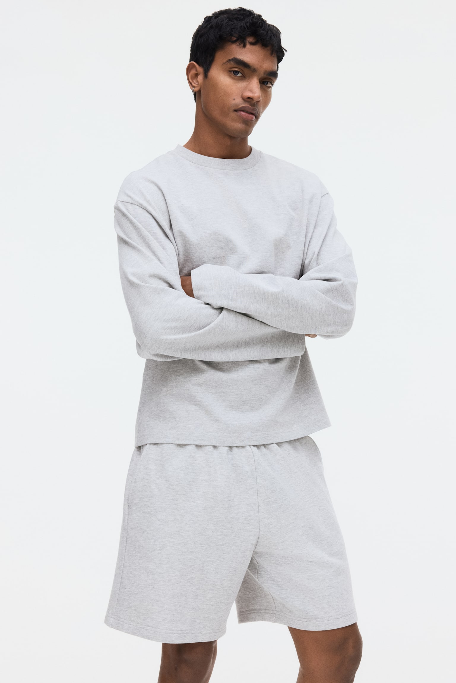 Regular Fit sweatshorts - Light grey marl/Black/Navy blue - 6