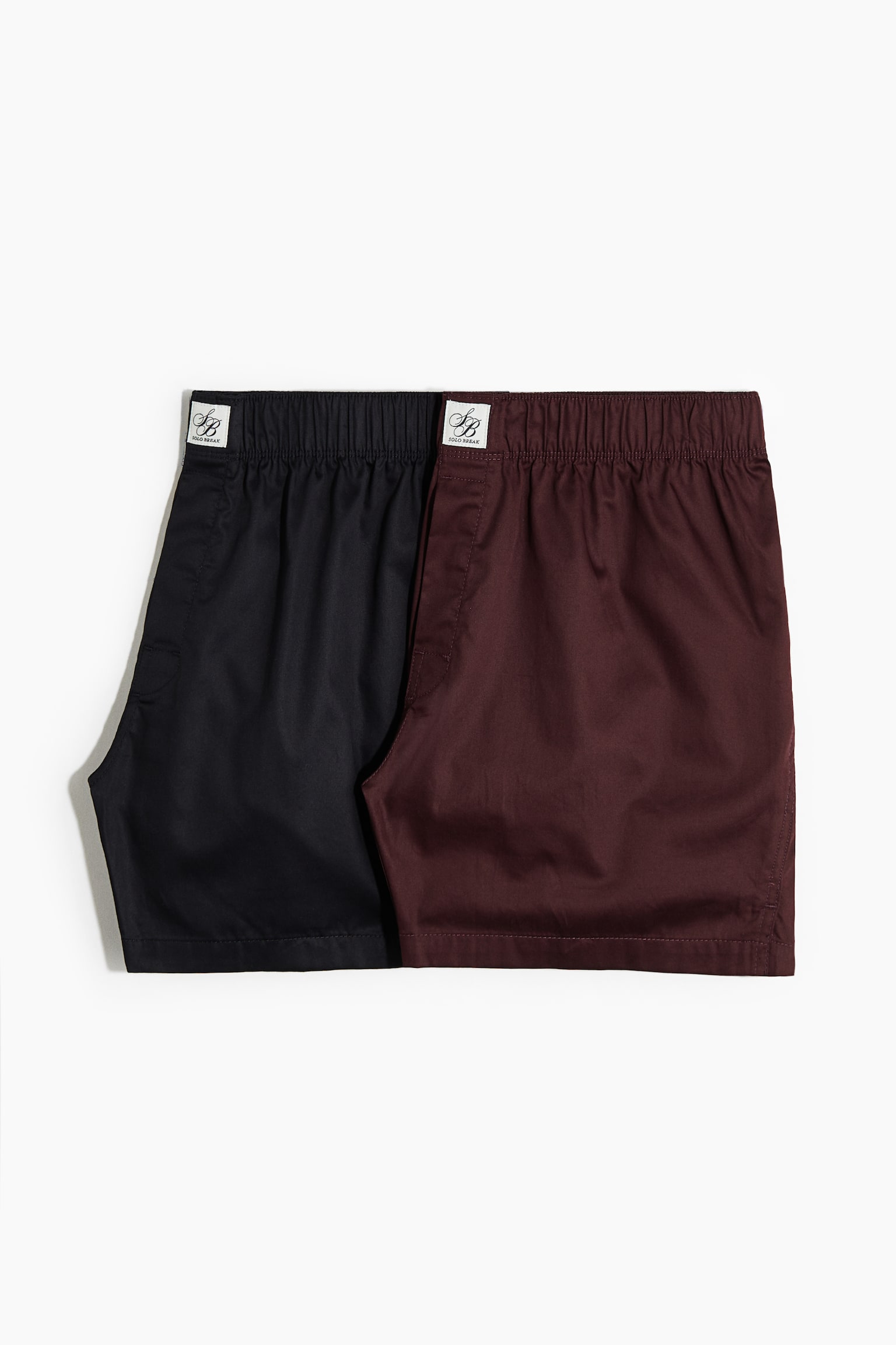2-pack Woven cotton sateen boxer shorts - Burgundy/Light blue/Navy blue