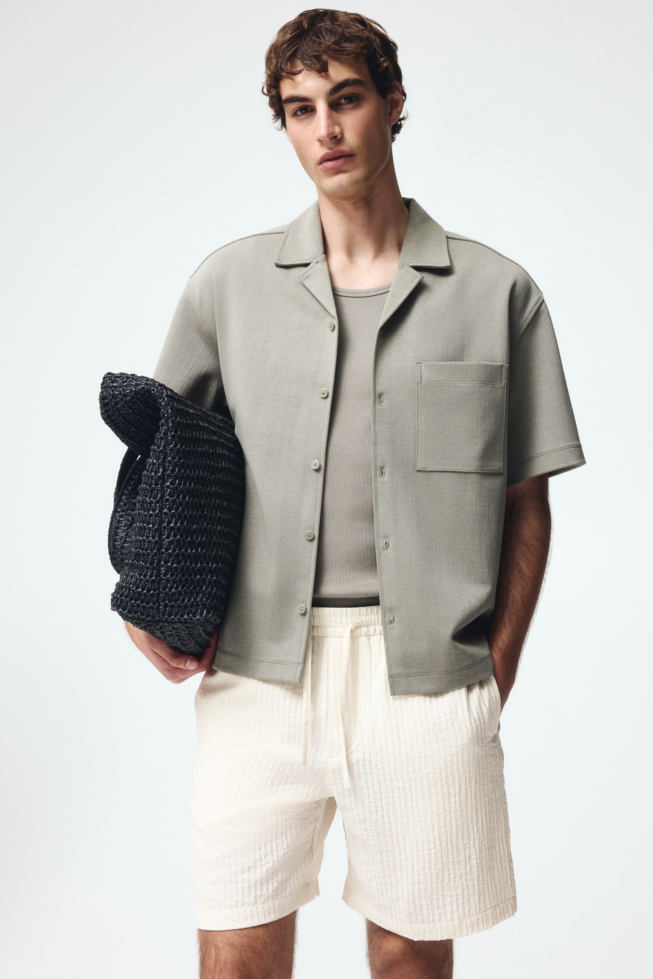 View larger image: Relaxed Fit Textured shorts - White - Men | H&M 1