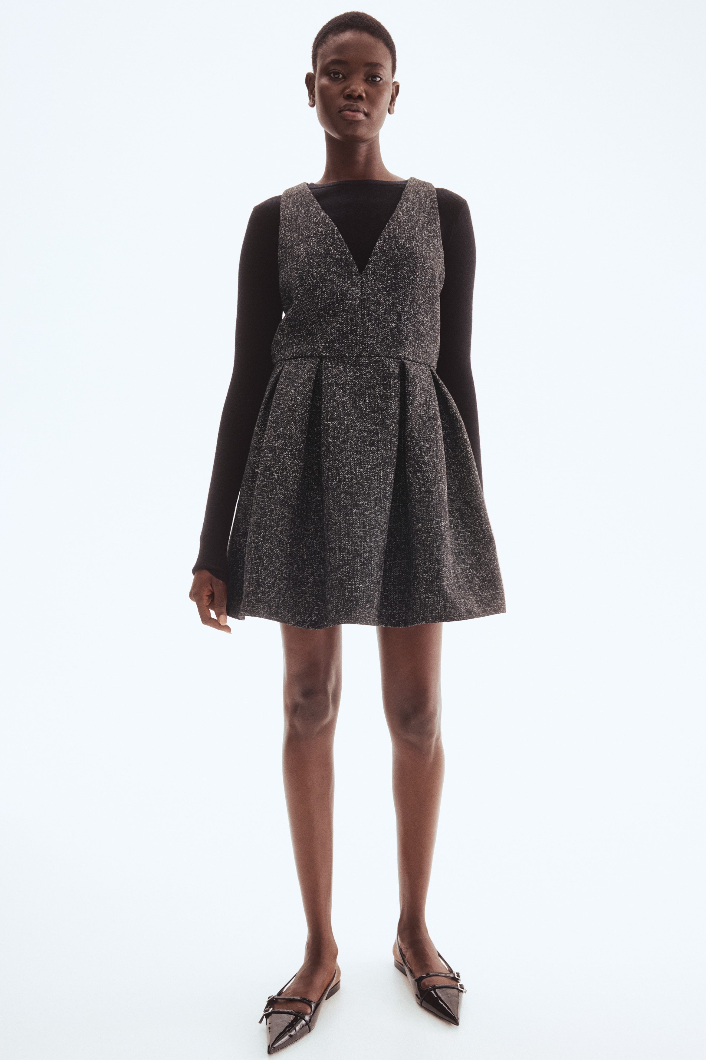 Bouclé dress - Black marl - Ladies | H&M