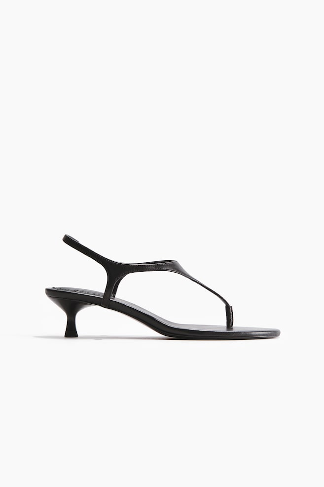 Sandalias de piel con tacón - Negro/Marrón/Verde/Imitación cocodrilo - 1