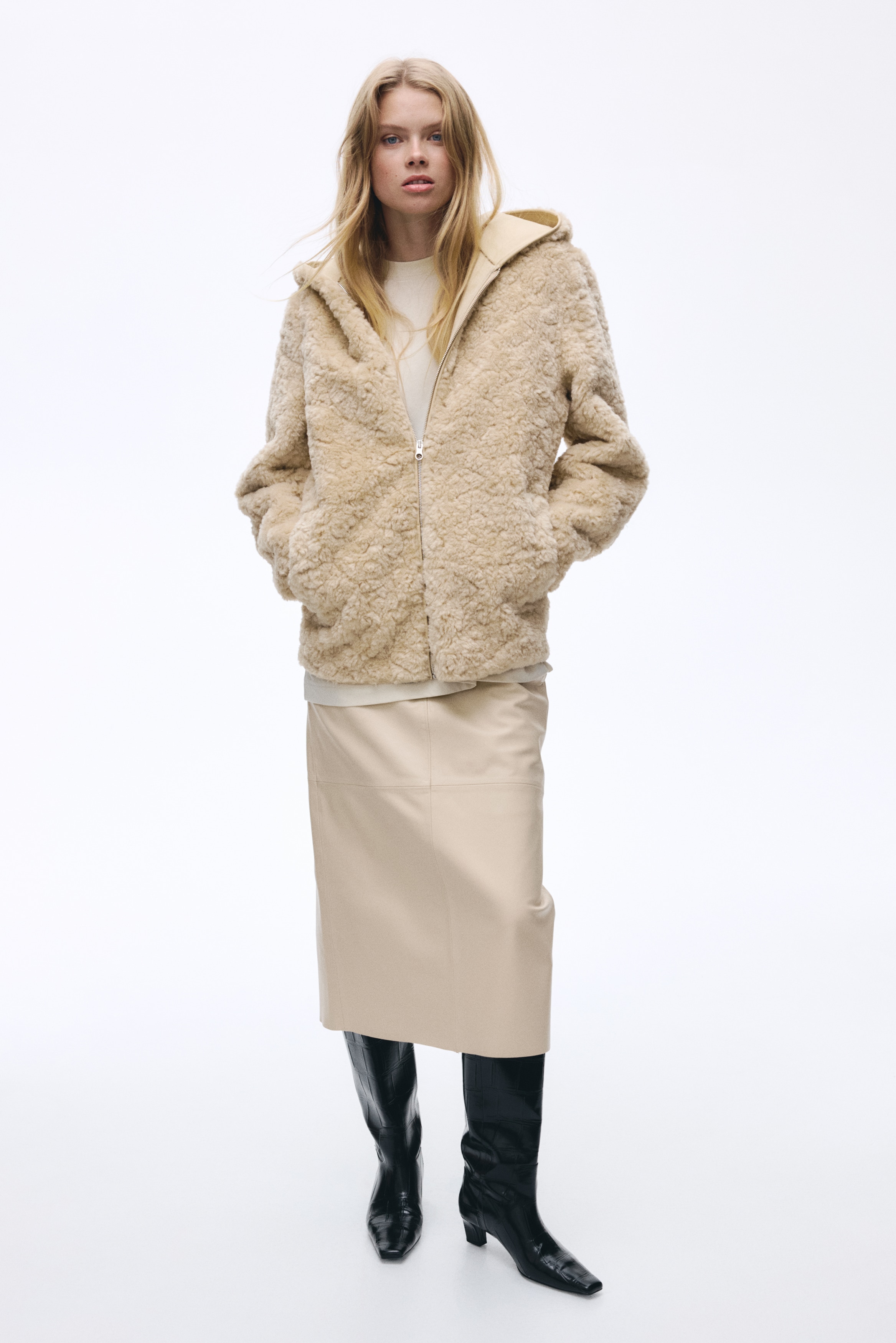 Hooded teddy jacket