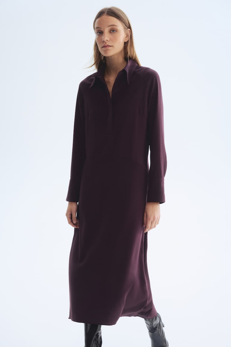 chinese dress ladies SEMSEM Silk Shirt Dress in Burgundy main image 0